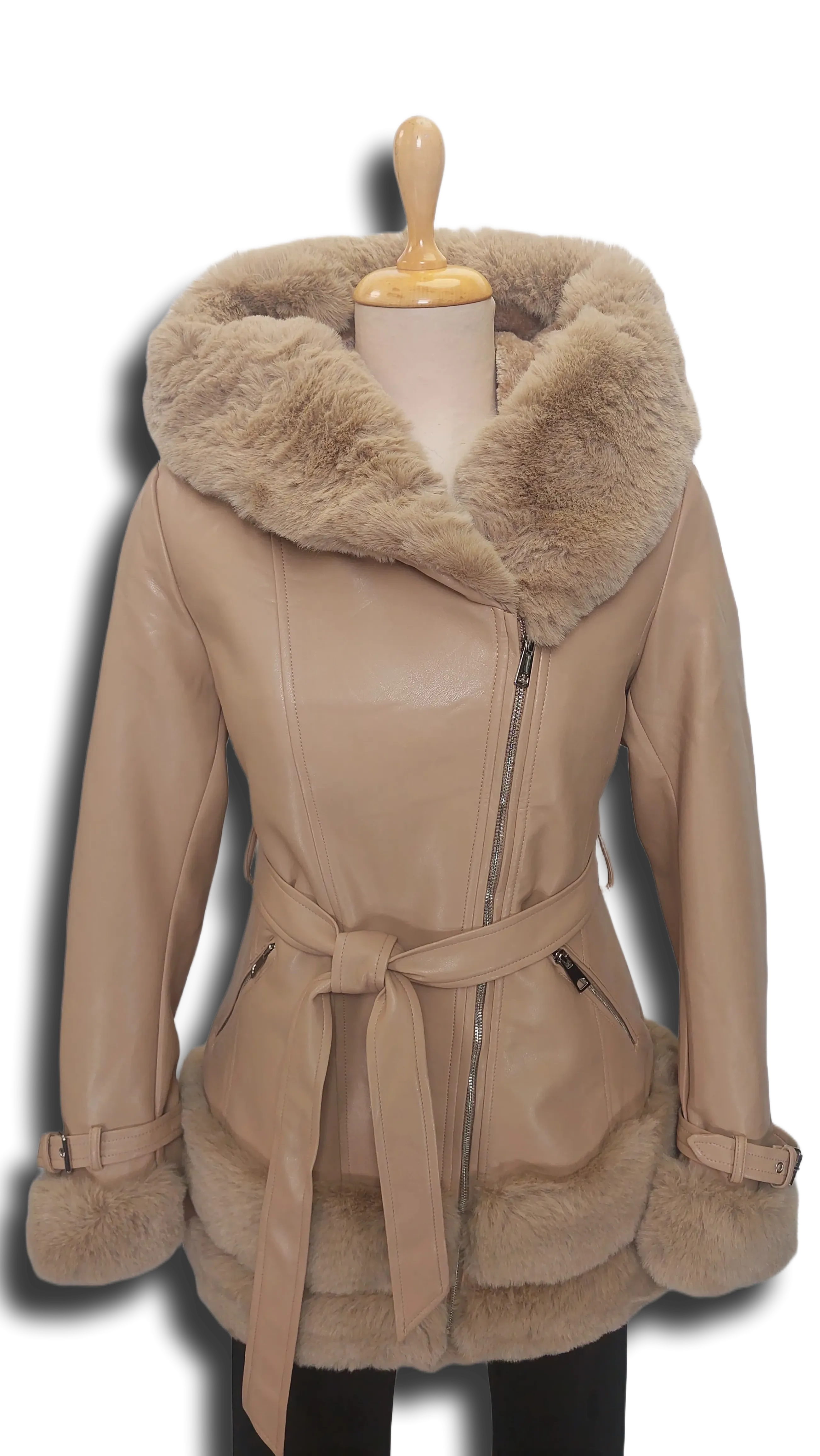 Melinda faux leather cappuccino jacket product image