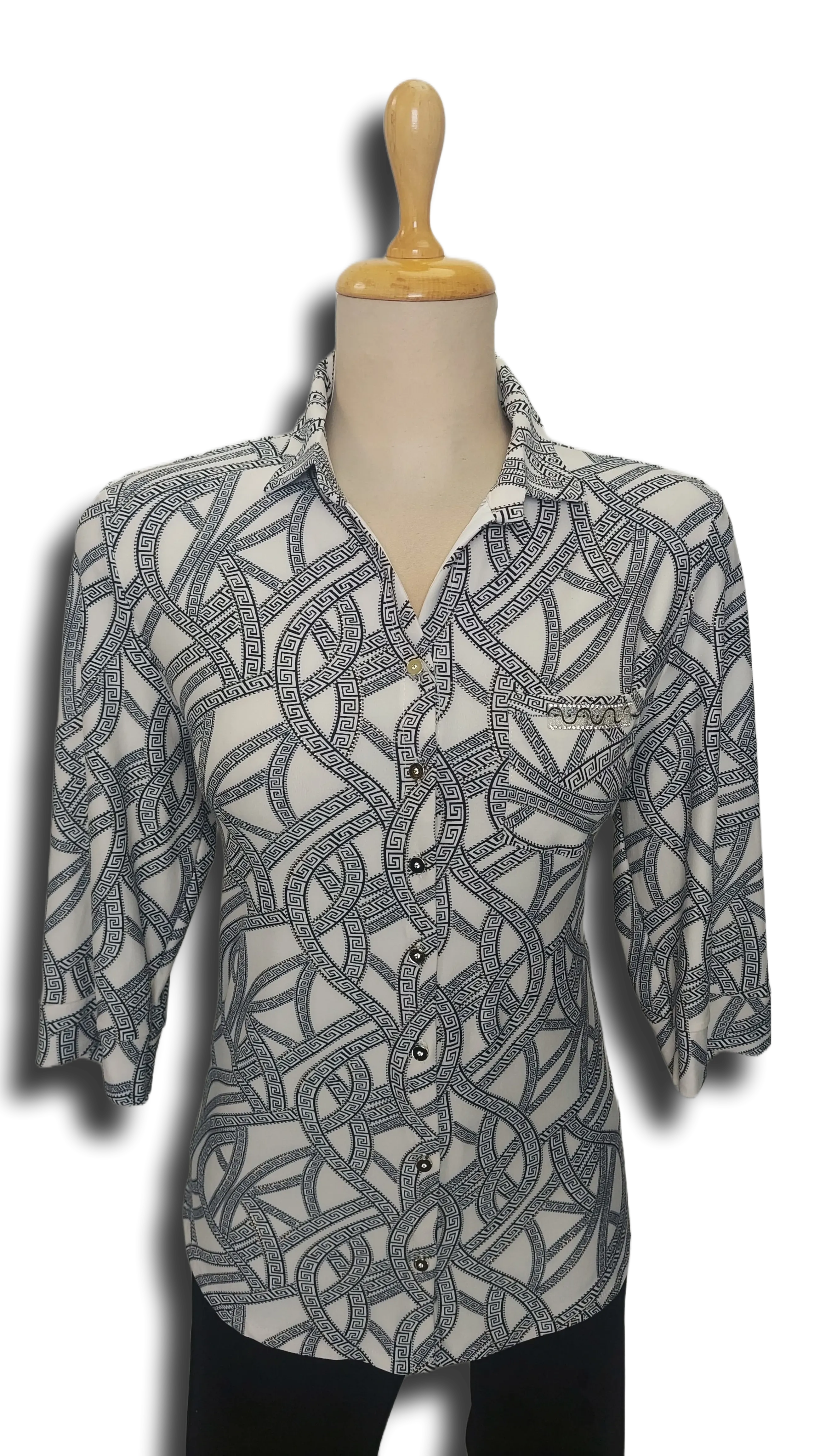Cecil button black and white pattern blouse product image