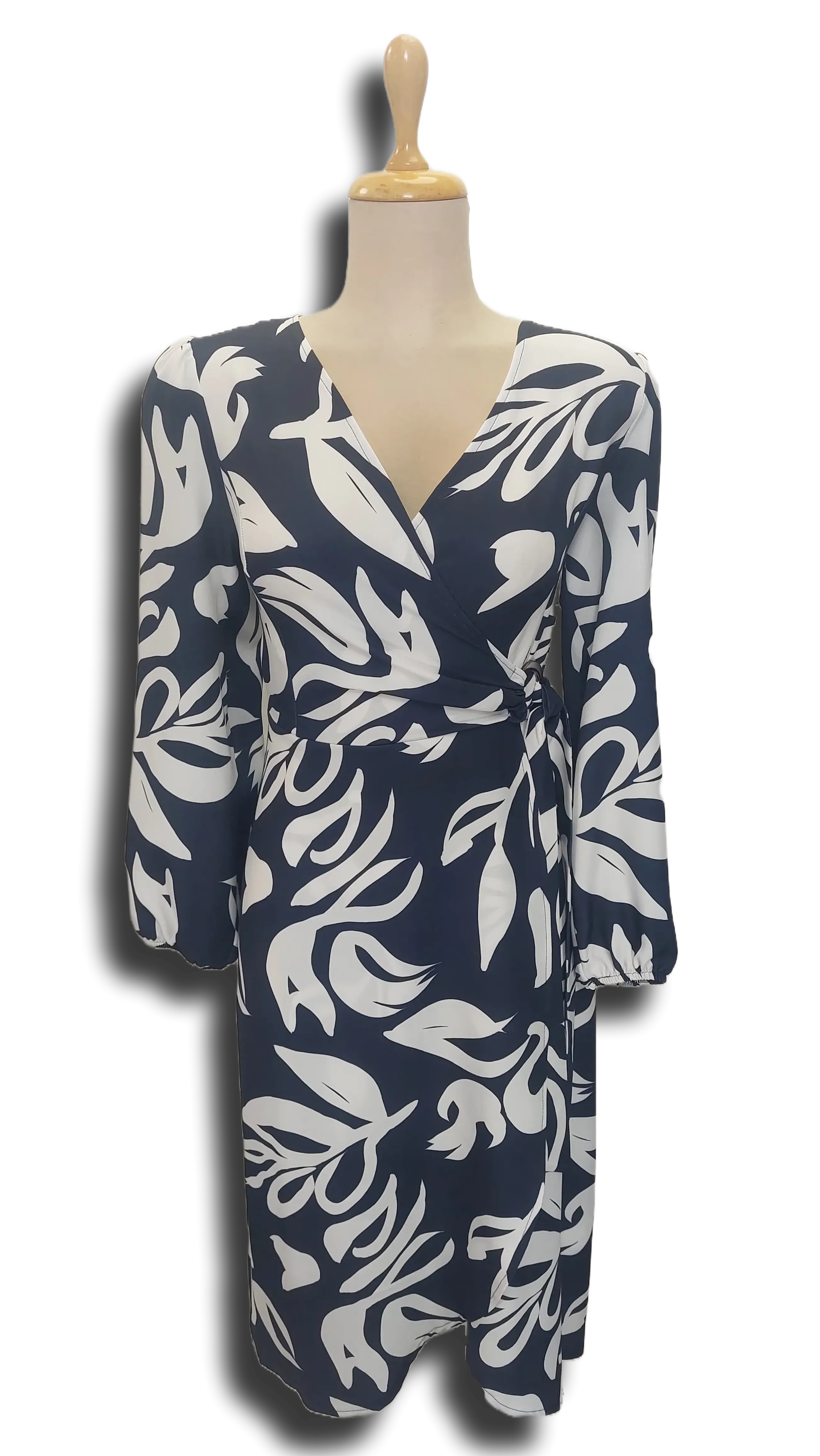 Barbara expanding navy blue and white pattern dress product image