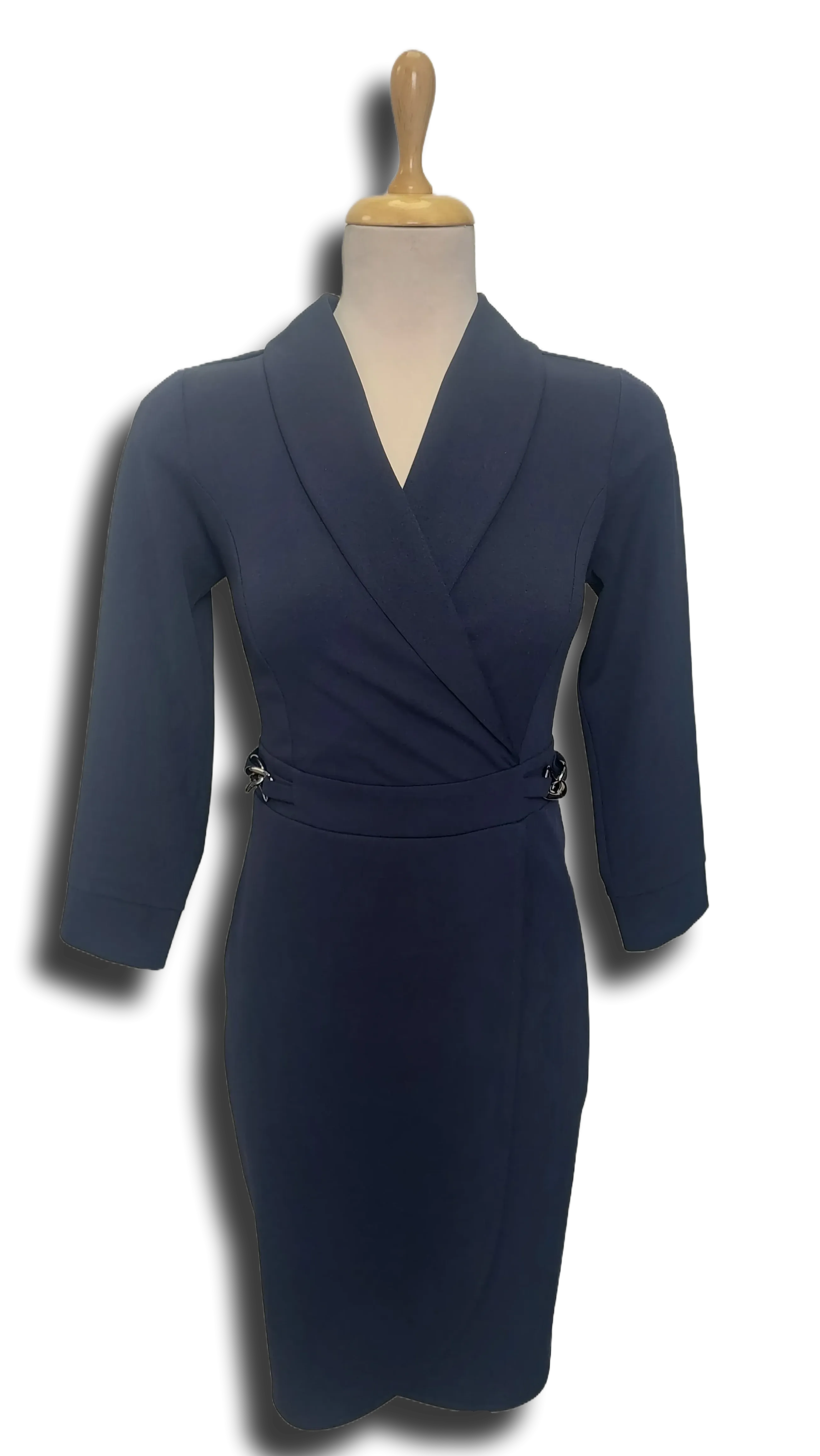 Barbara with scarf collar dark blue dress product image