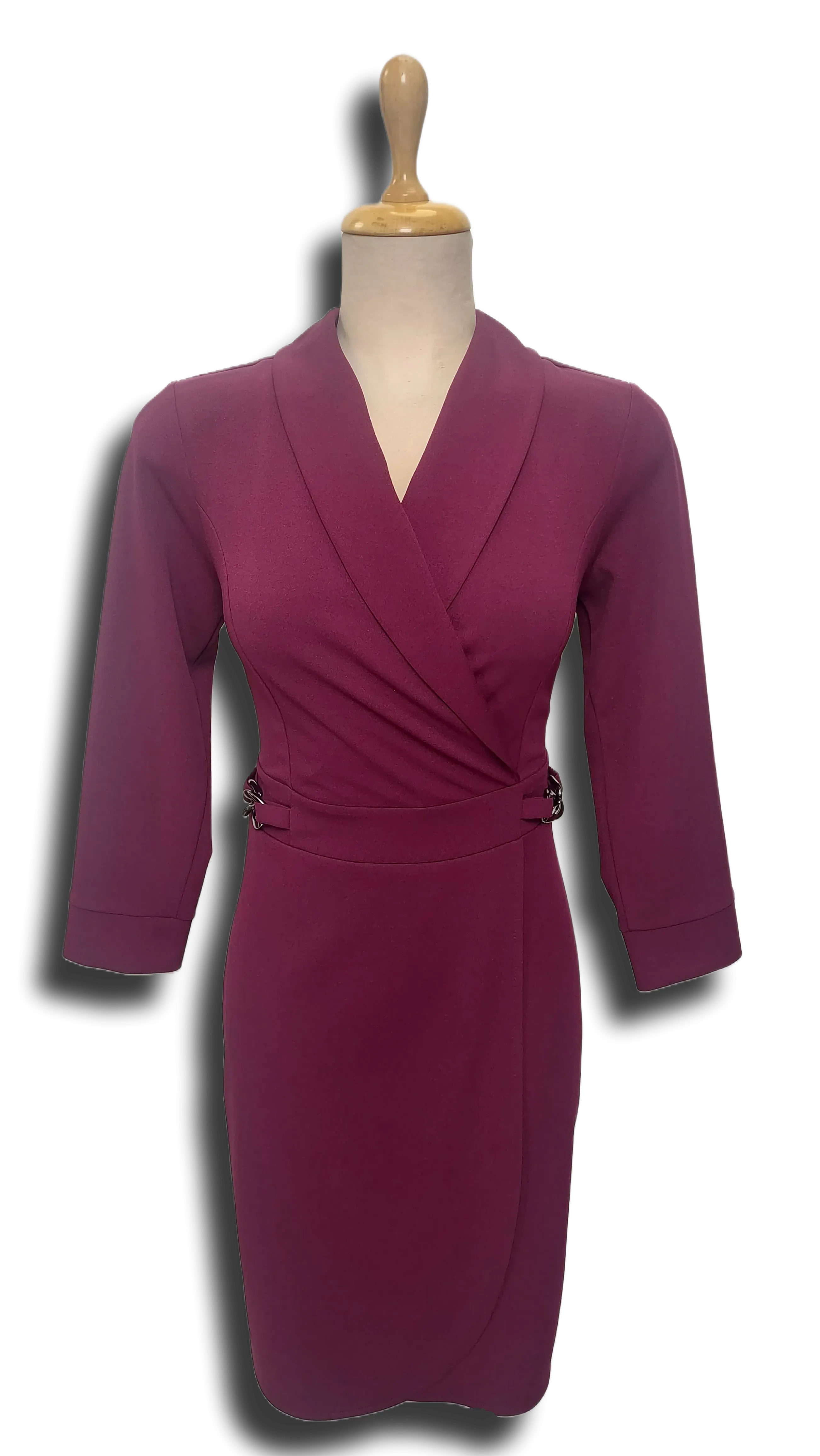 Barbara scarf collar aubergine purple dress product image