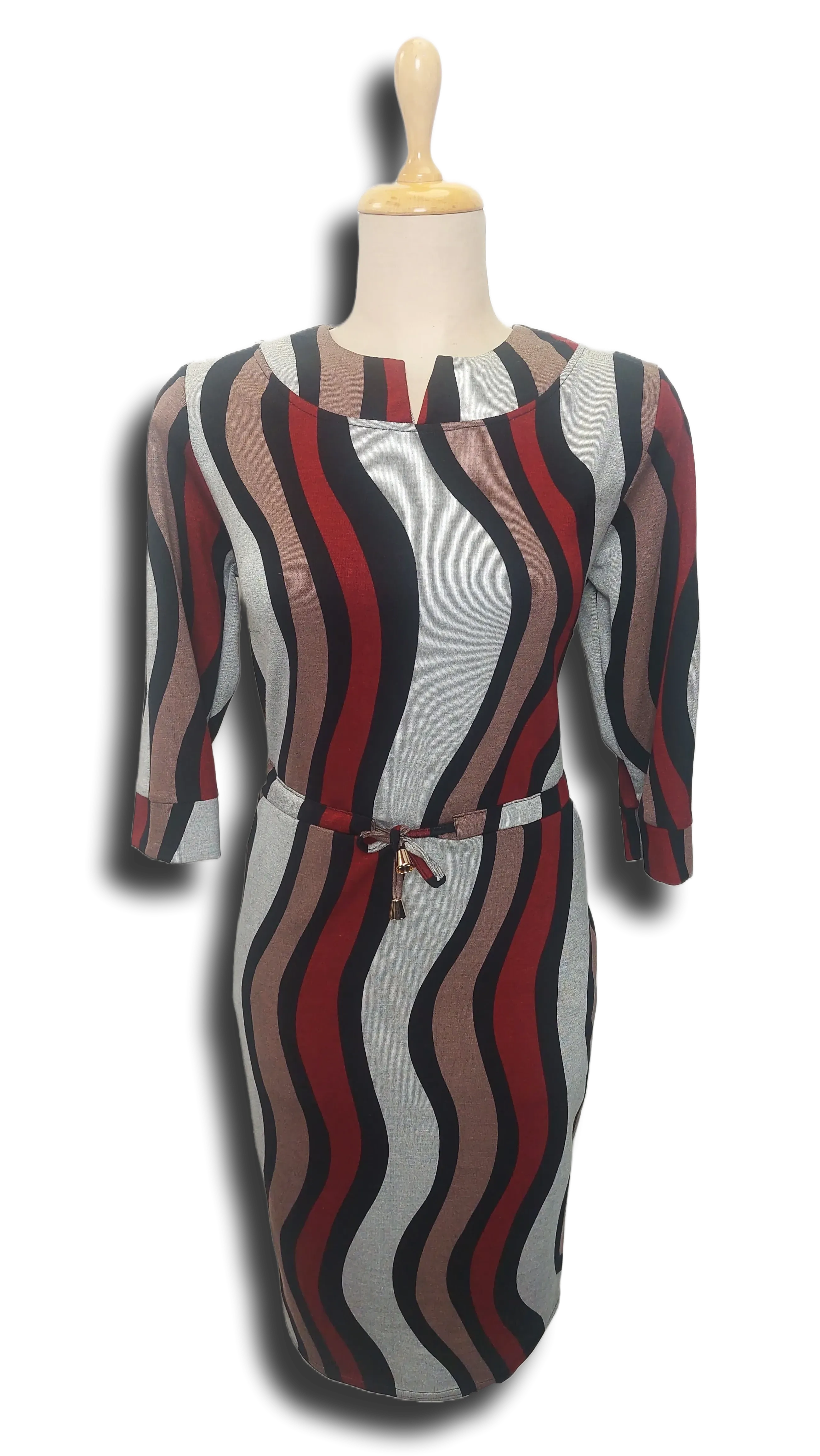 Réka knit burgundy wave pattern dress product image