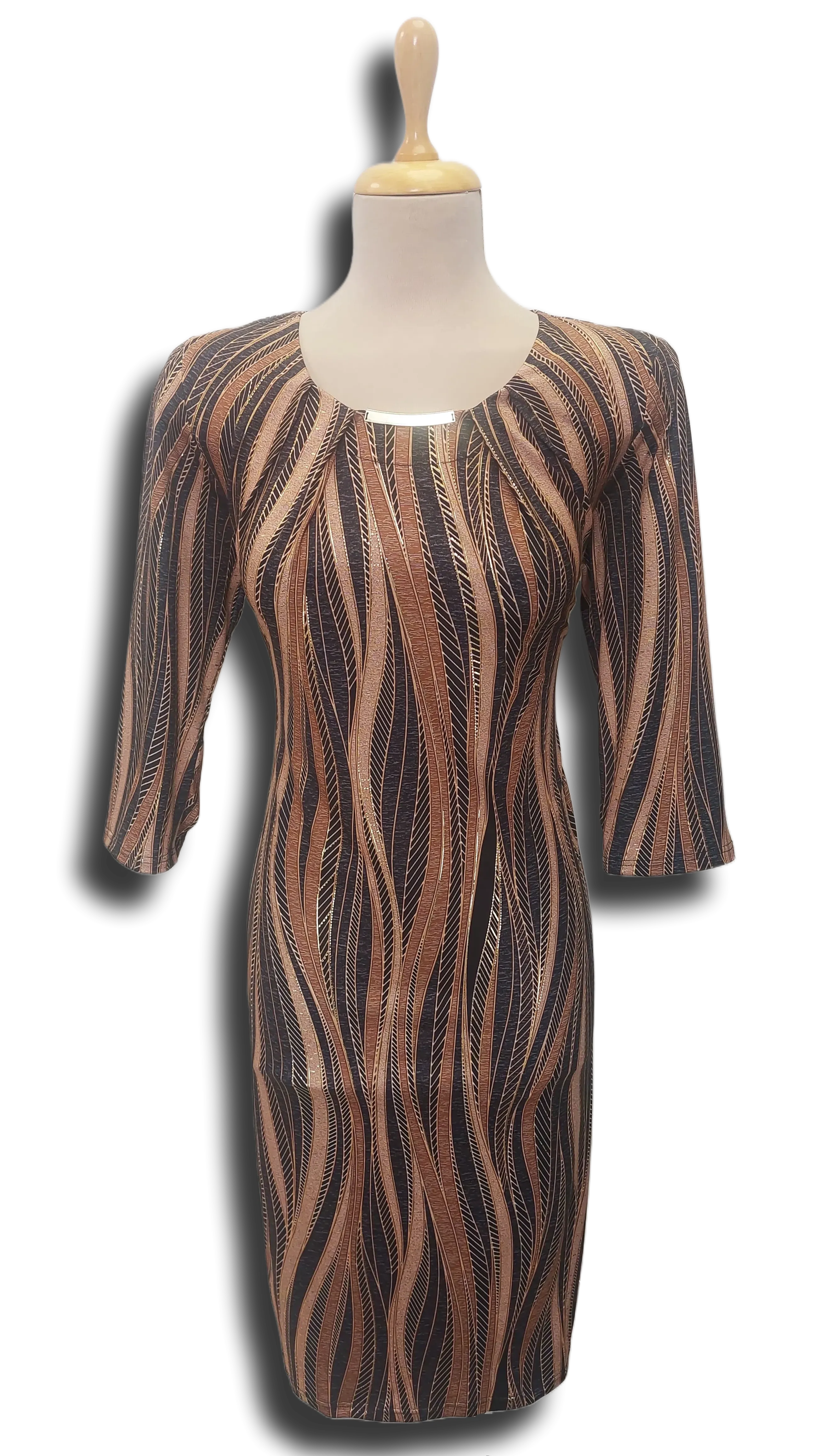 Tara straight brown-gold pattern dress product image