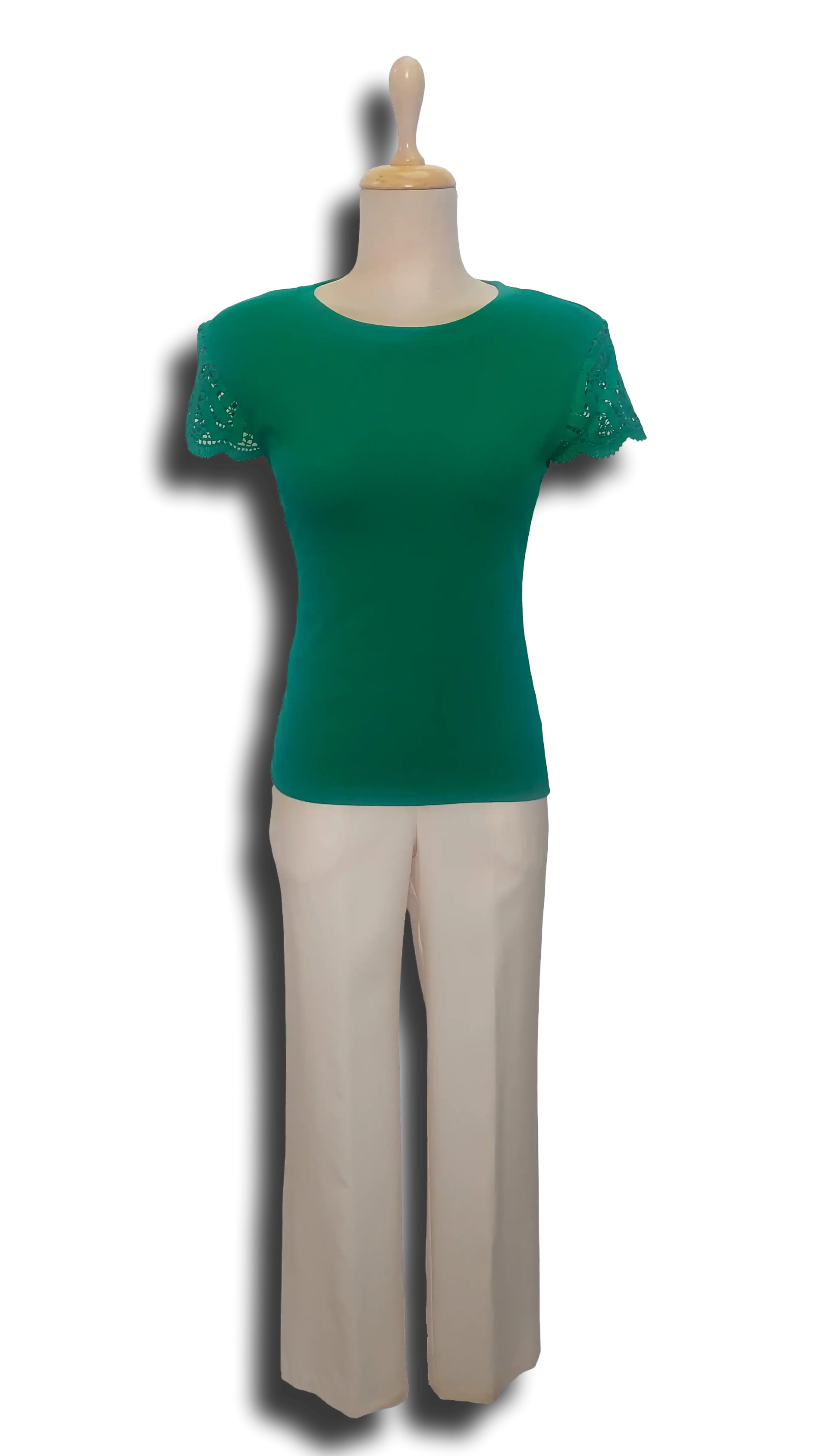 Chili green lace sleeves (flower pattern) polo product image