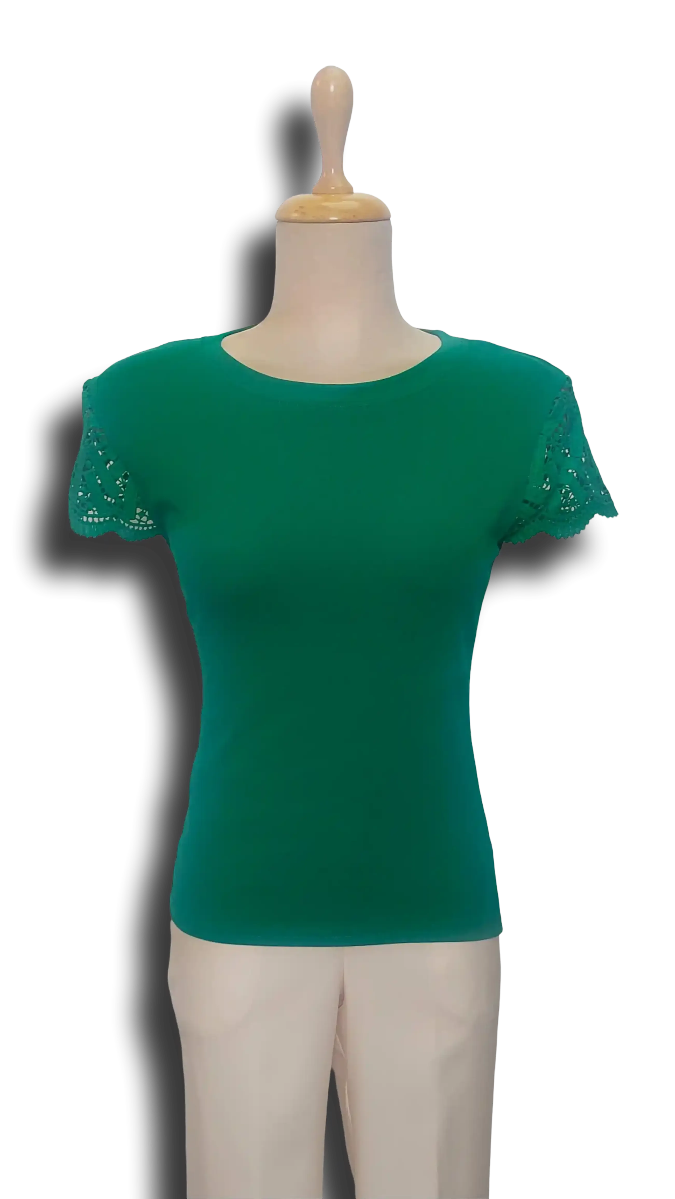 Chili green lace sleeves (flower pattern) polo product image