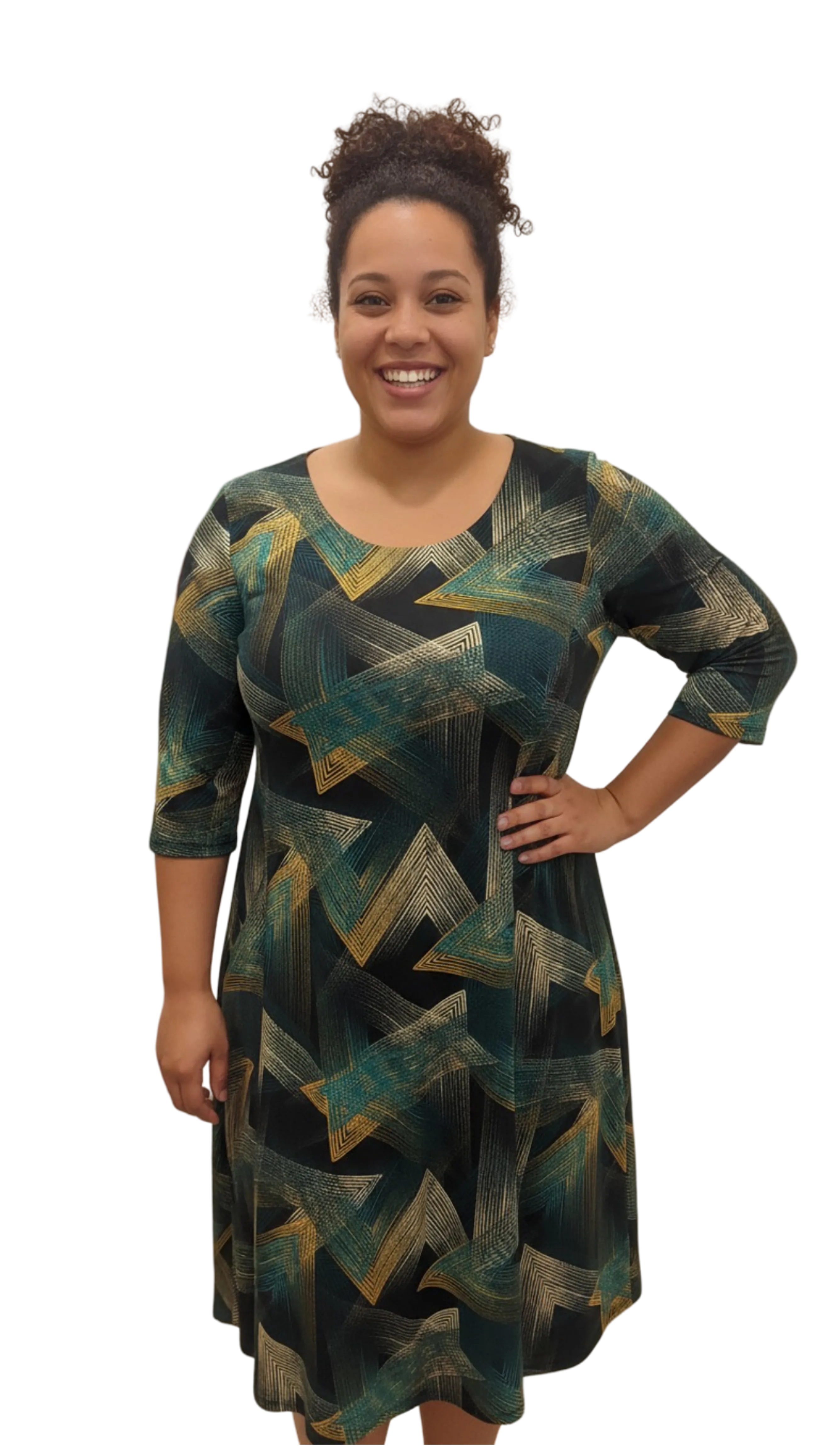 Aida green-yellow pattern dress product image