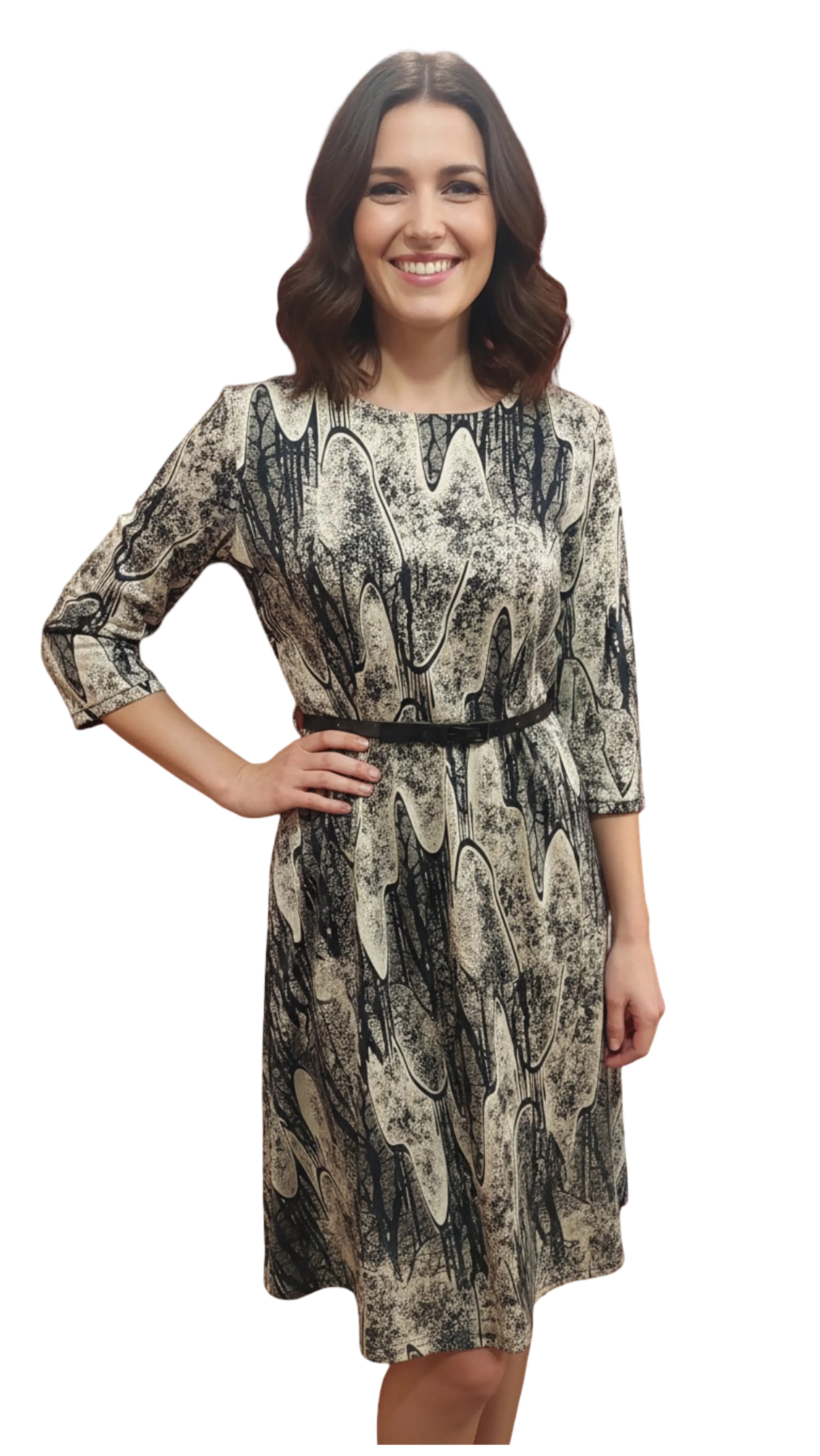 Anikó black and white shiny dress product image