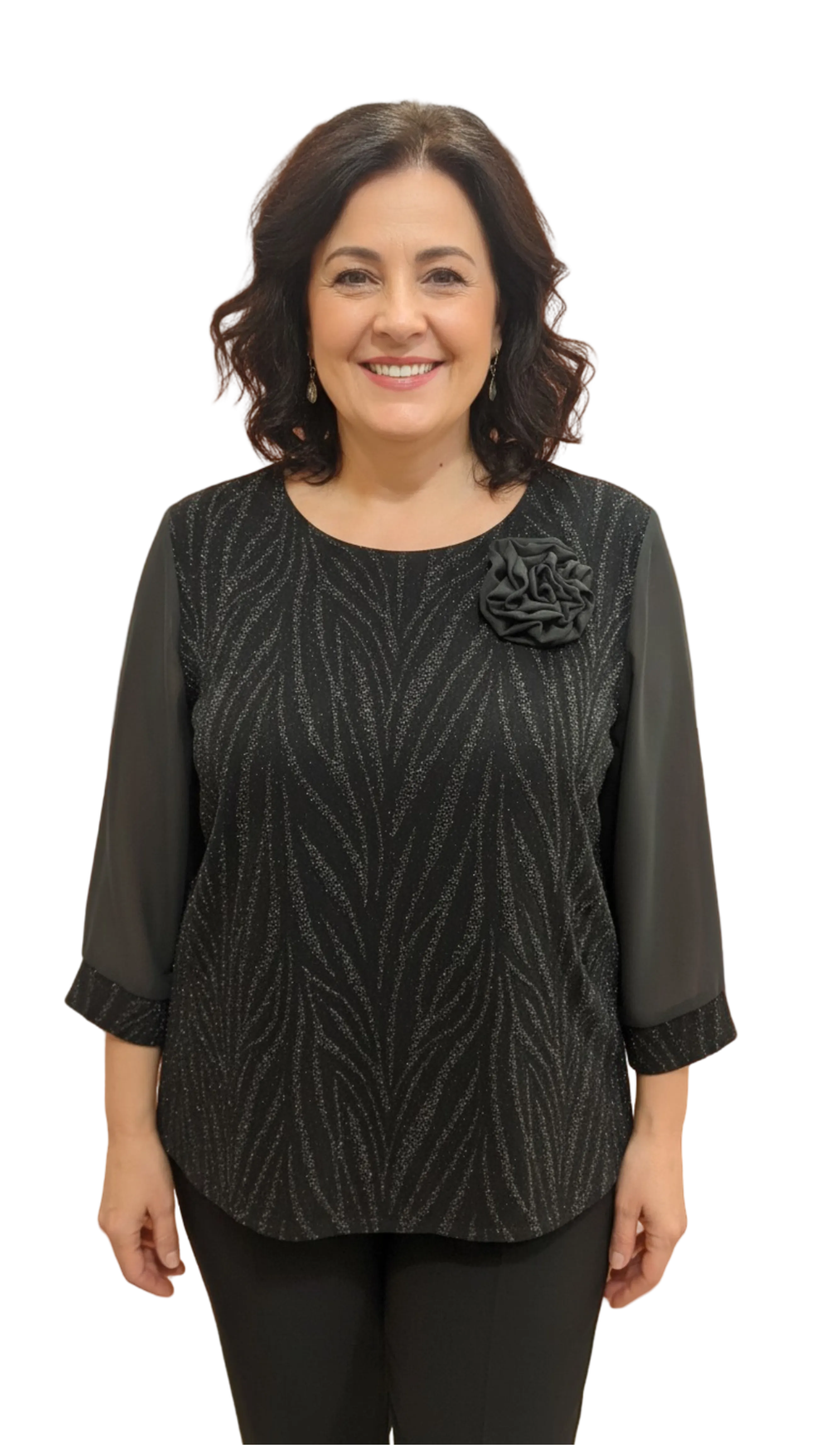 Anka decorated with black glittering rose blouse product image