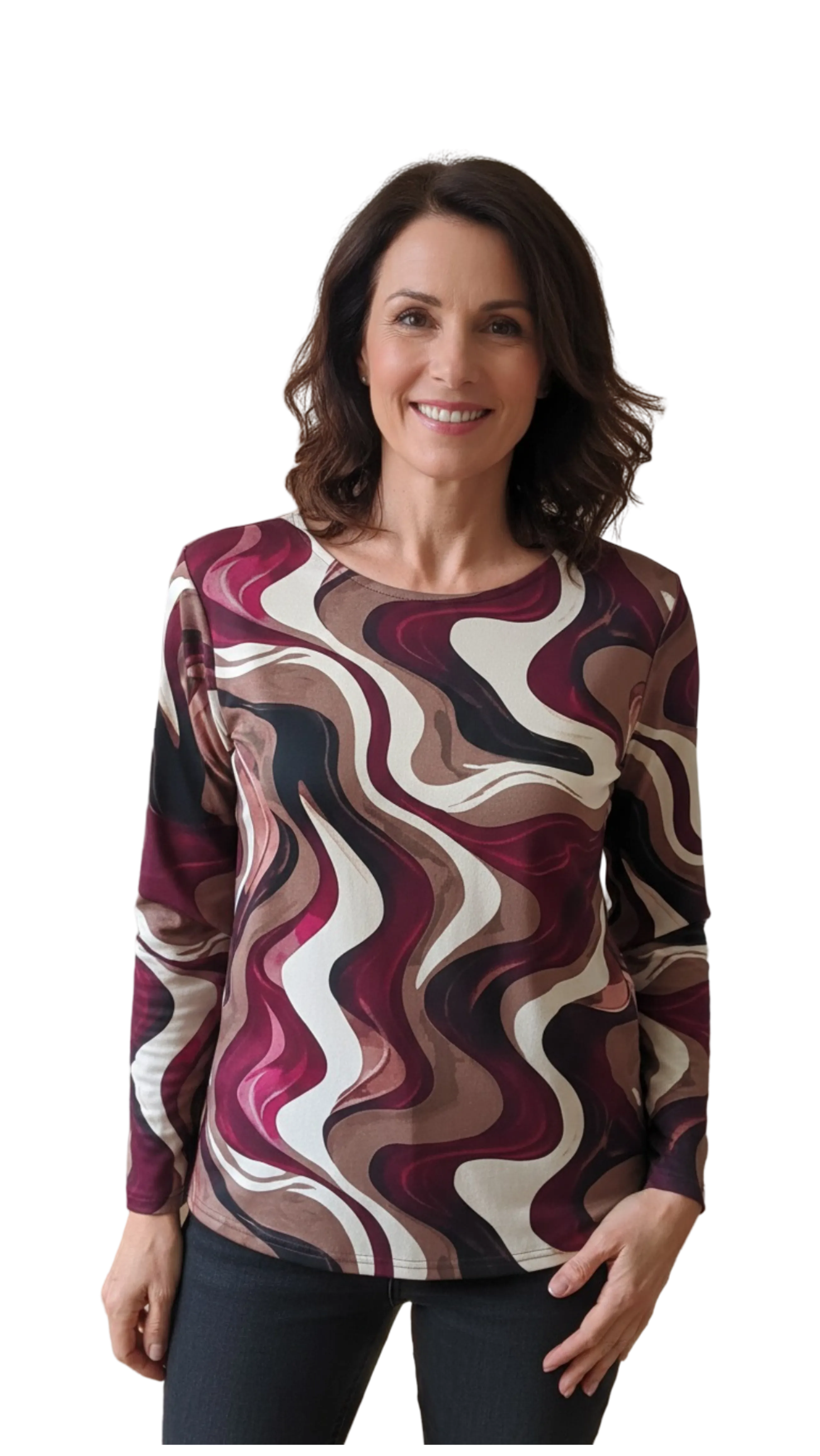 Anita burgundy-brown pattern polo product image