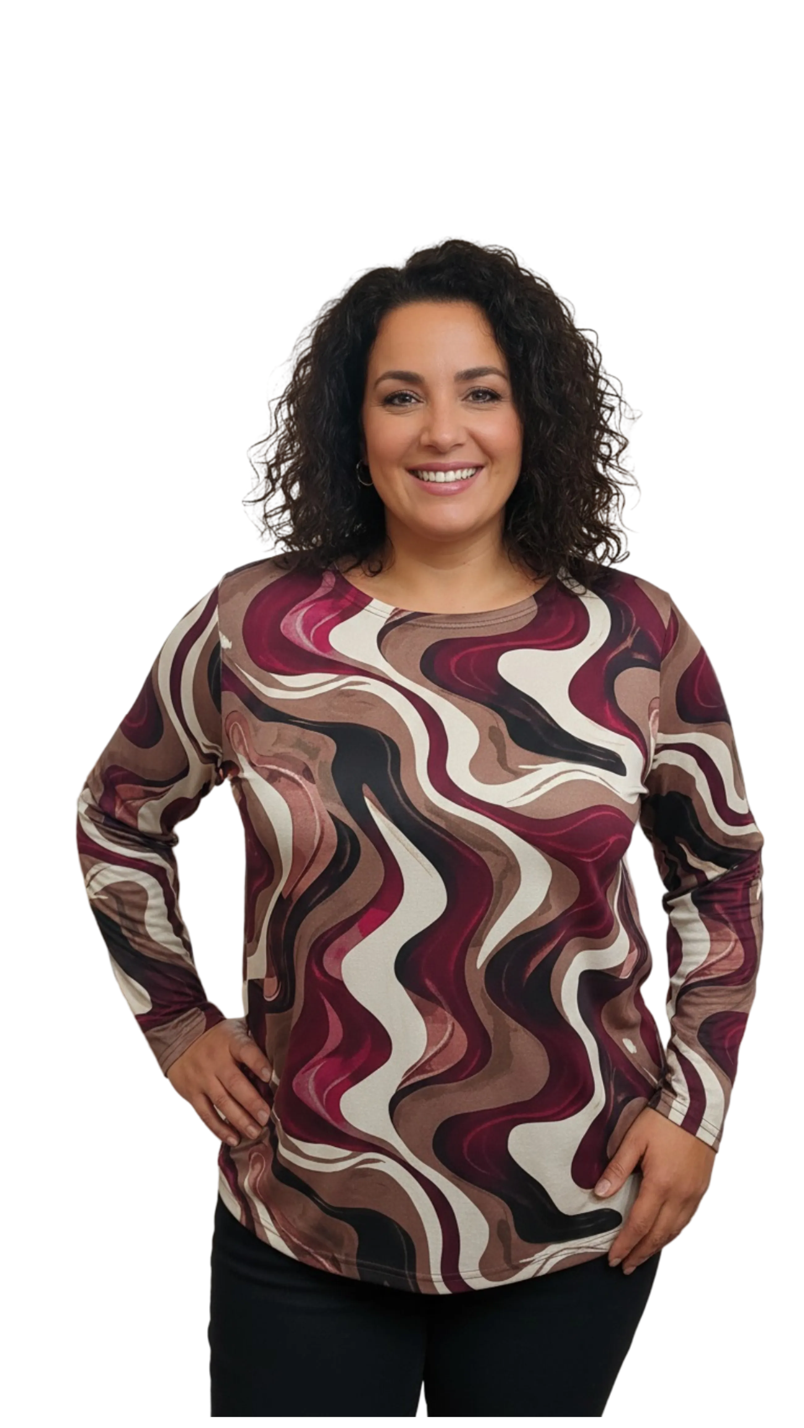 Anita burgundy-brown pattern polo product image