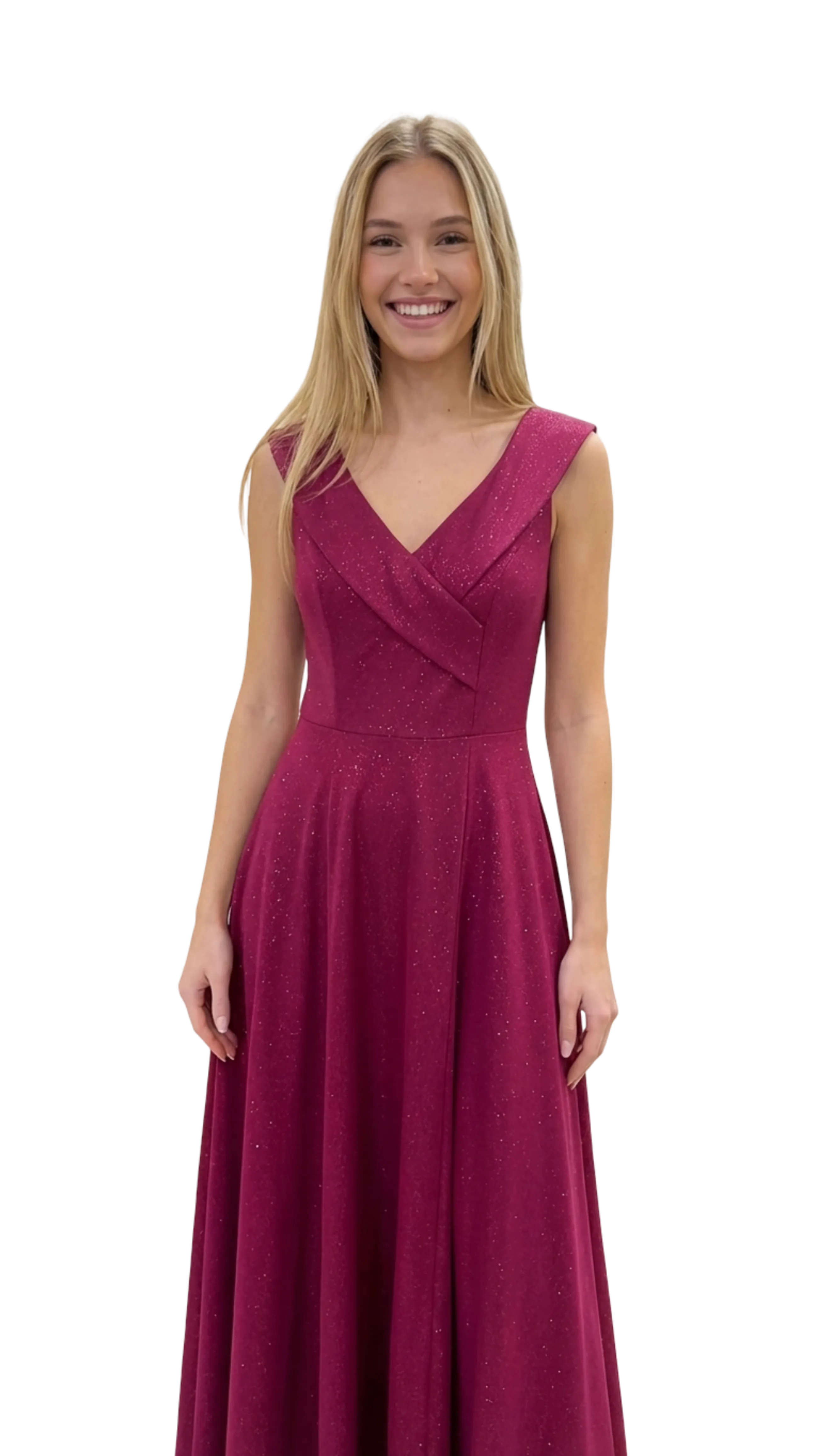 Barbara long flared burgundy casual dress product image