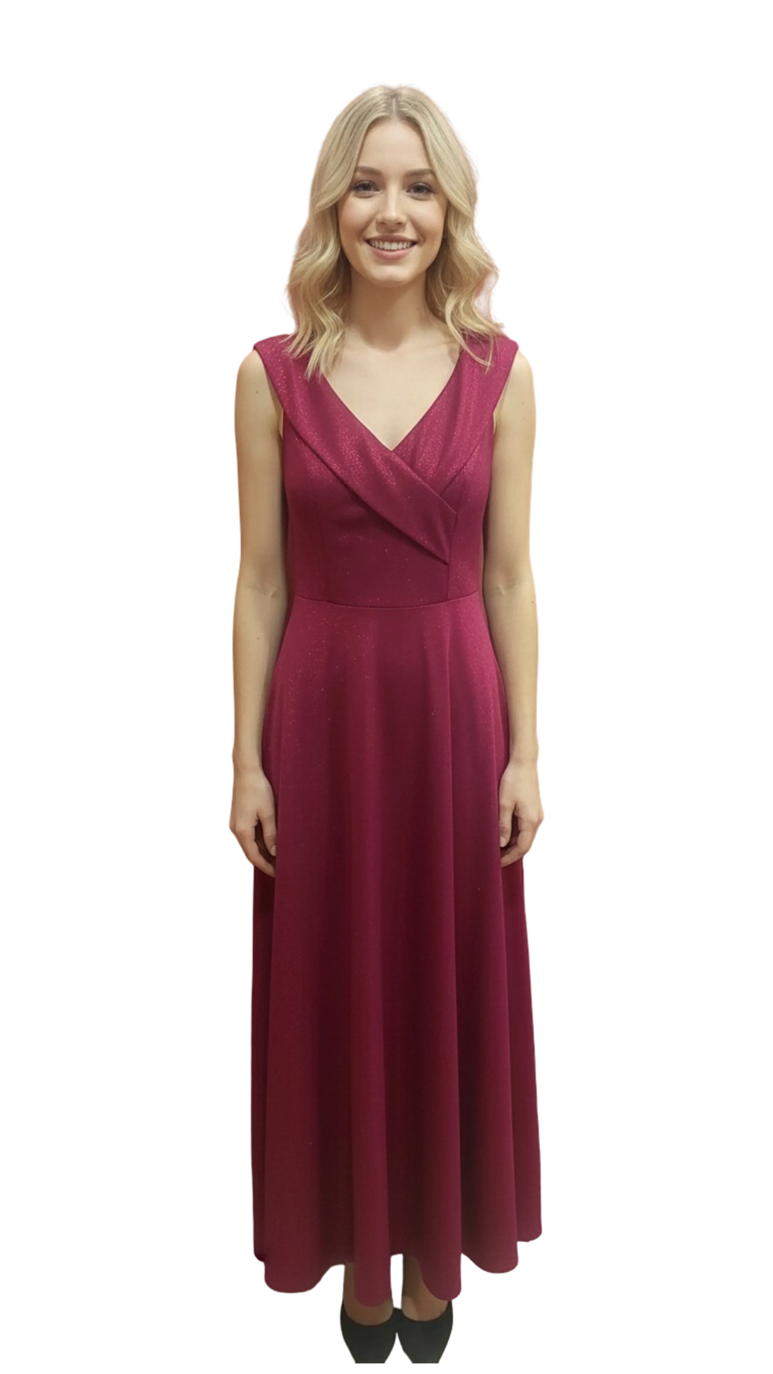 Barbara long flared burgundy casual dress product image