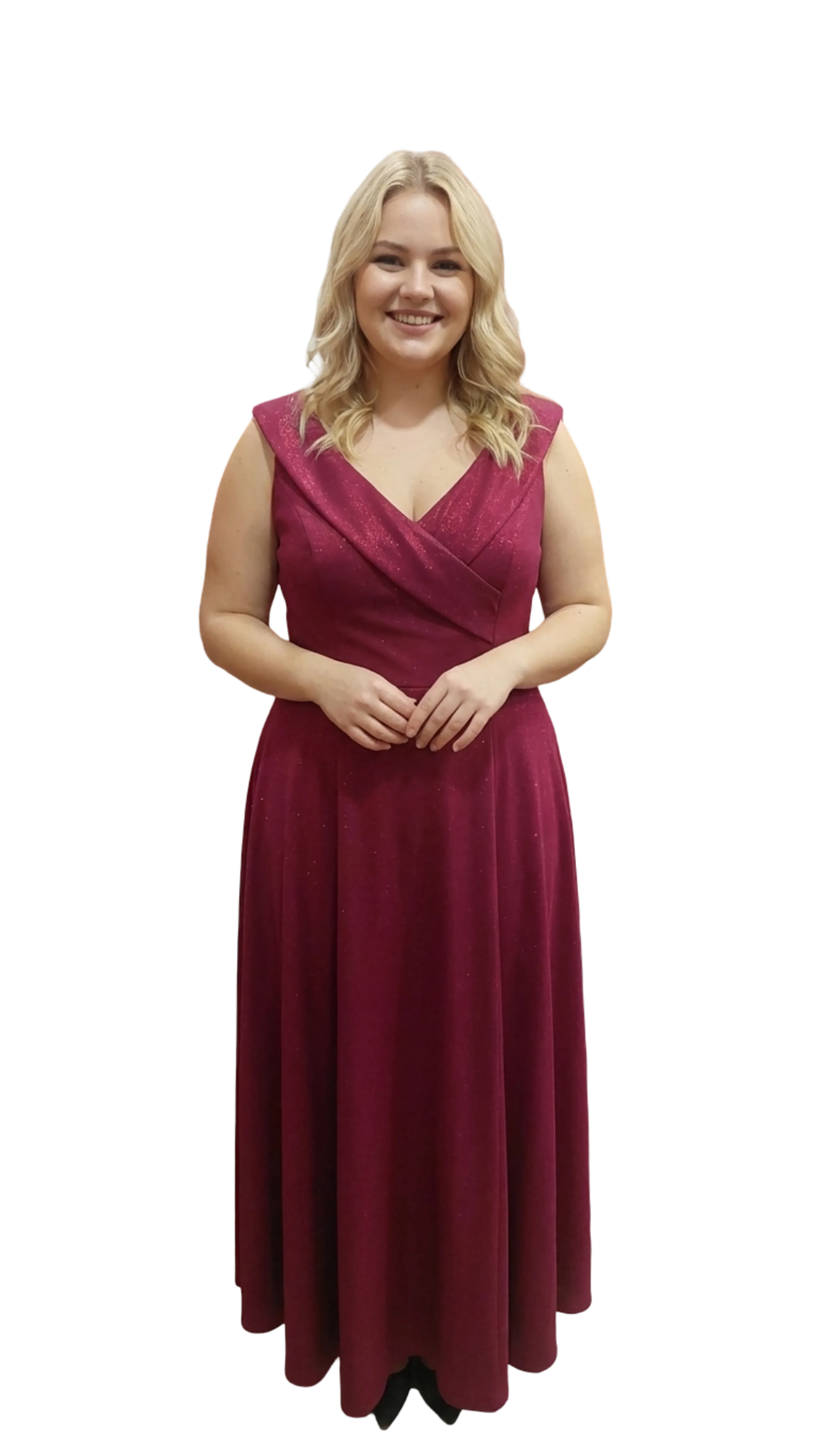 Barbara long flared burgundy casual dress product image