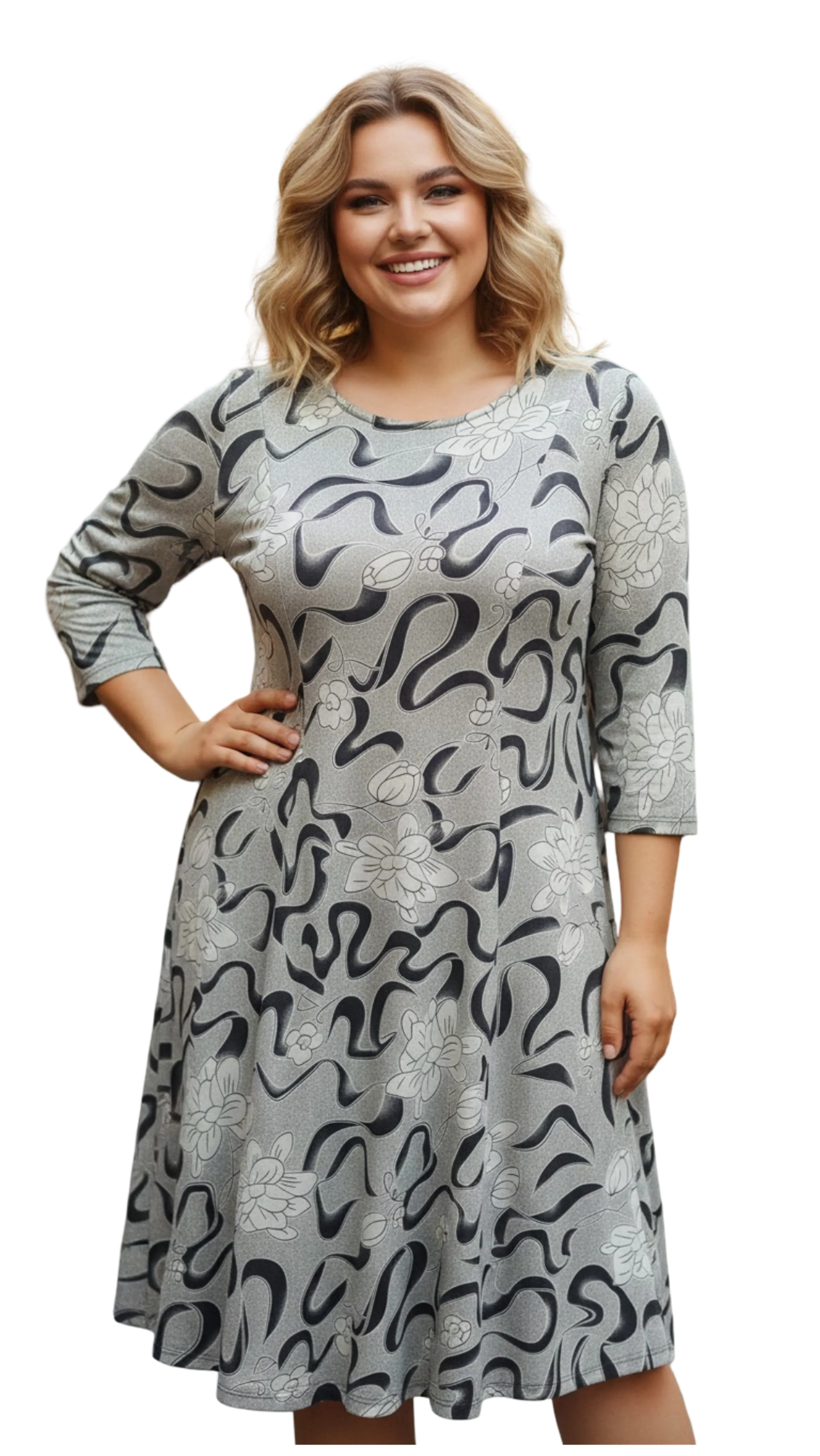 Gabi beige patterned widening dress product image