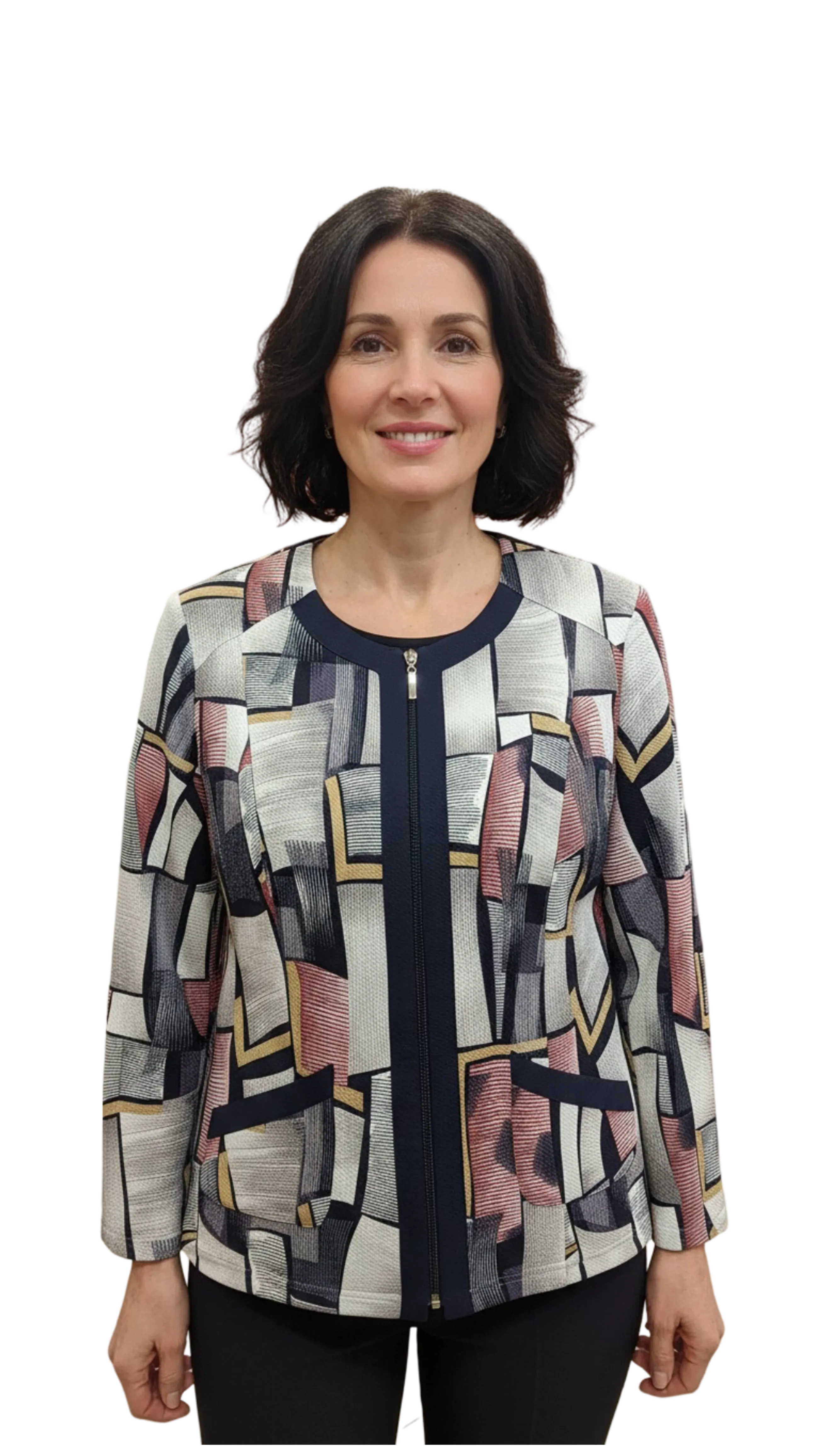Early mauve patterned zip-up blazer product image
