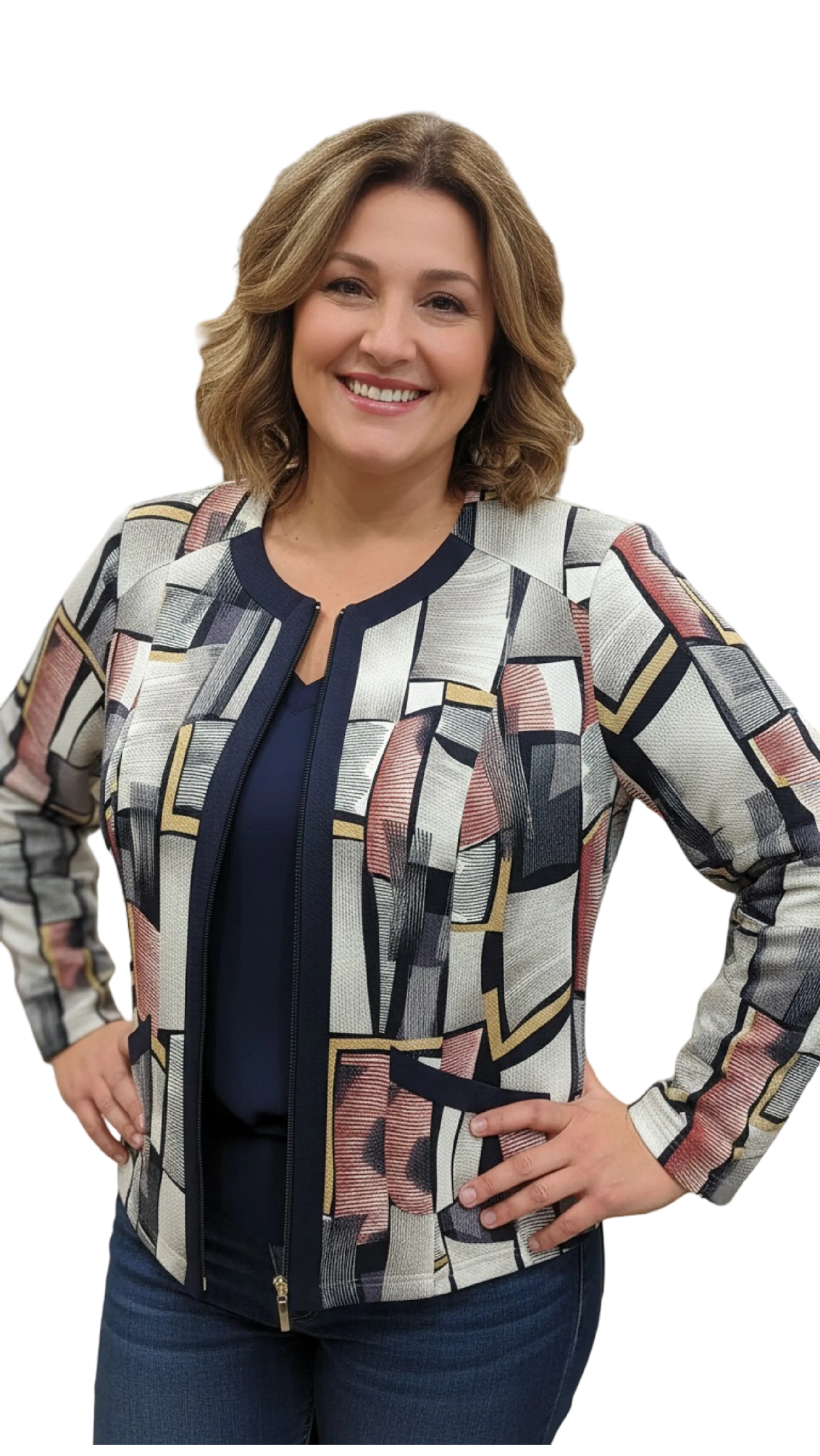 Early mauve patterned zip-up blazer product image