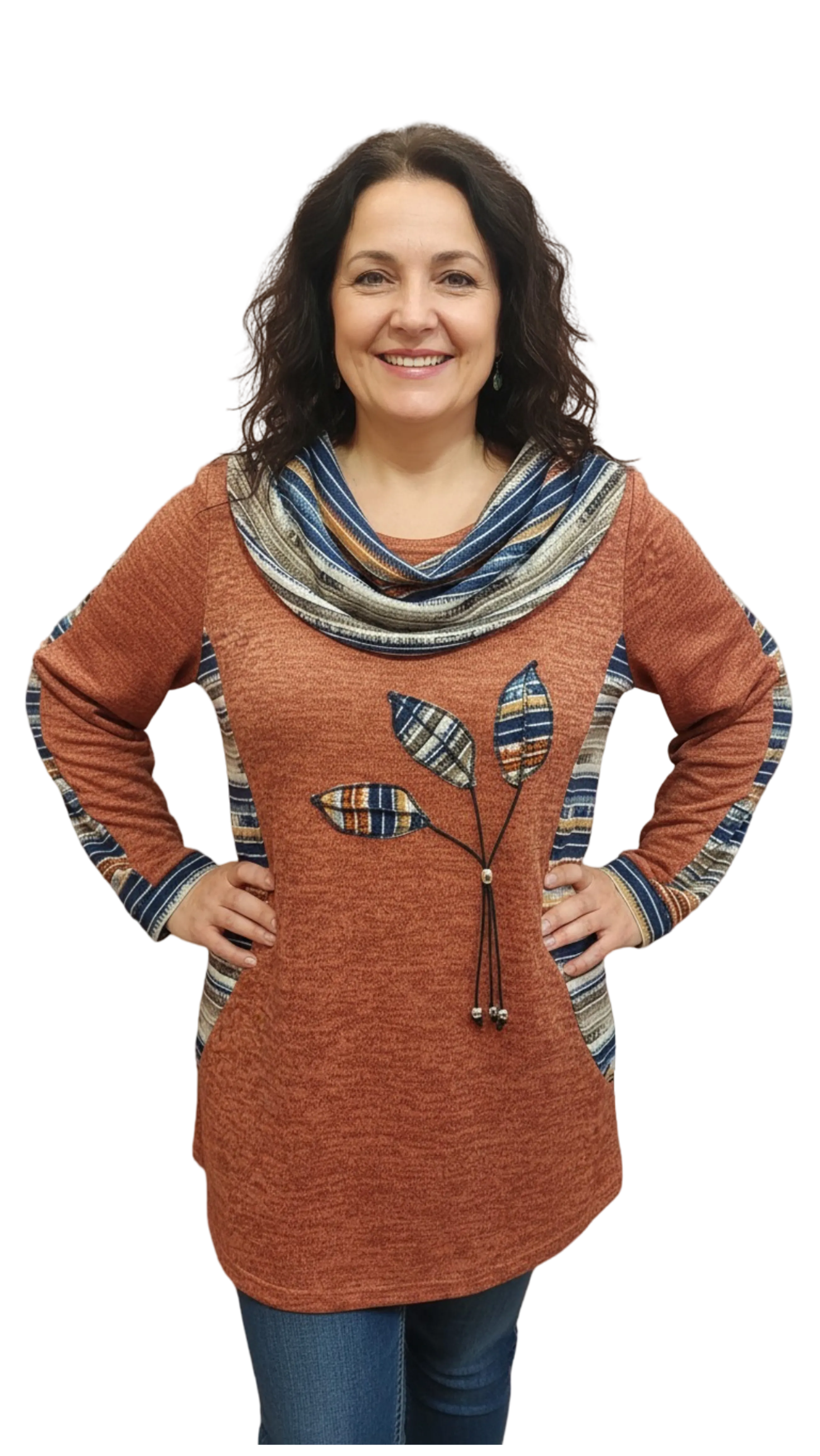 Magda terracotta sewn on flower jumper product image