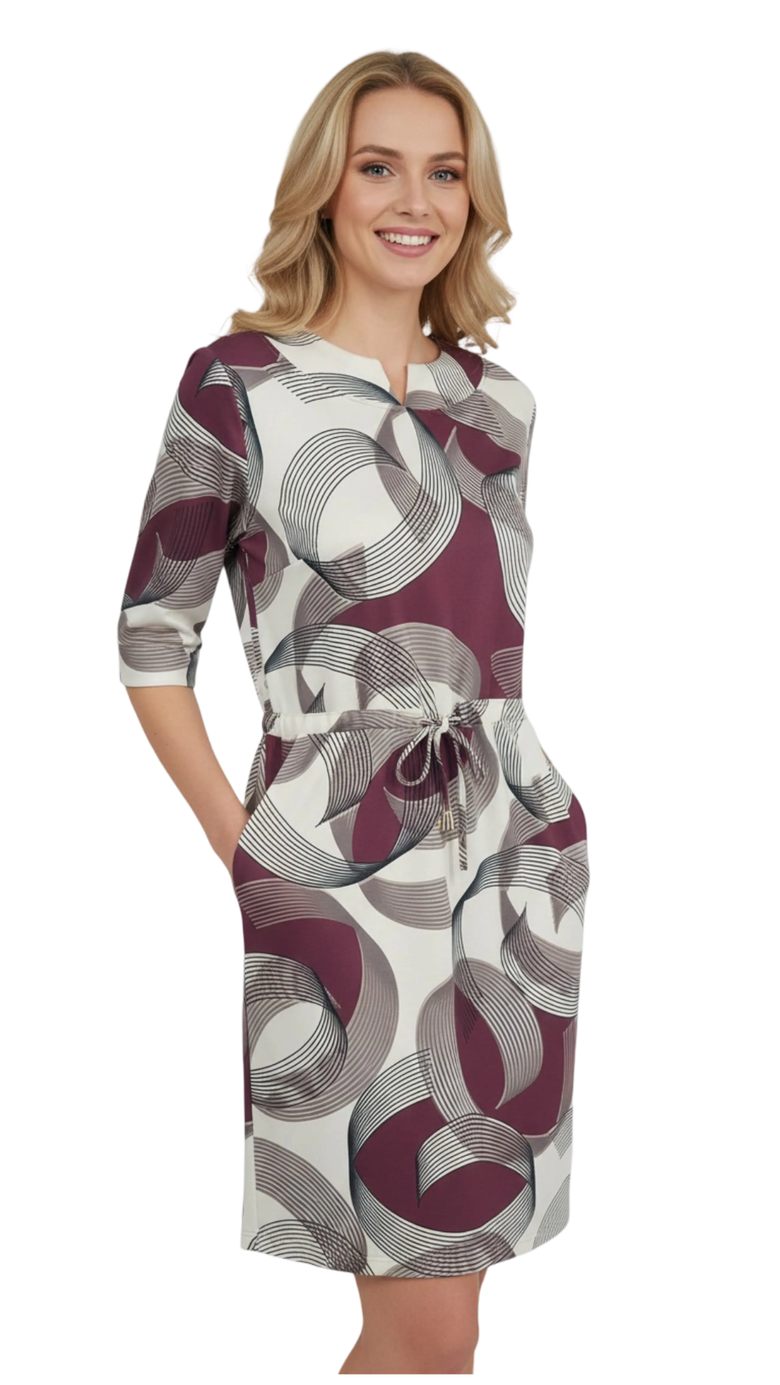 Réka knitted mauve pattern dress product image