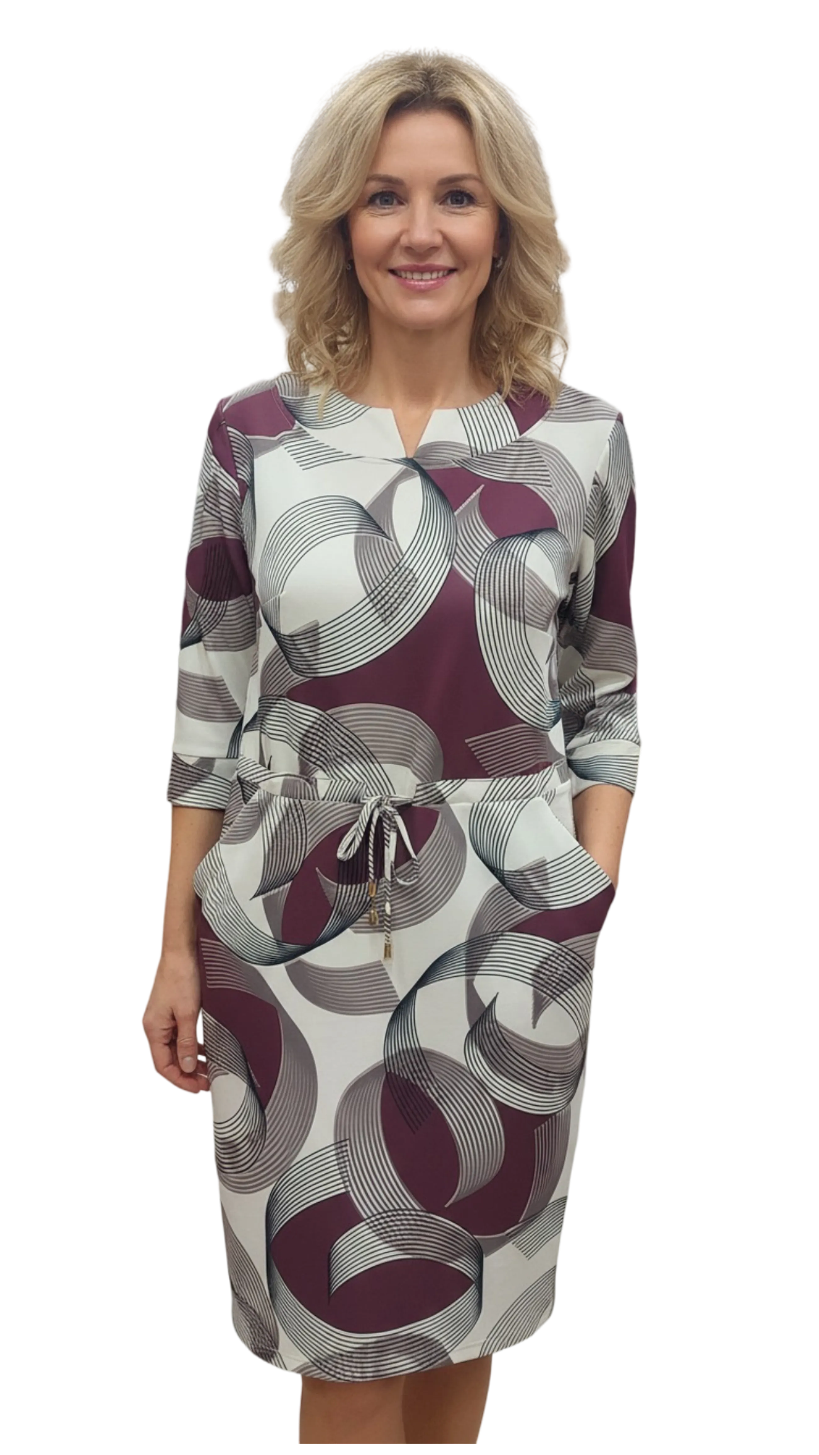 Réka knitted mauve pattern dress product image