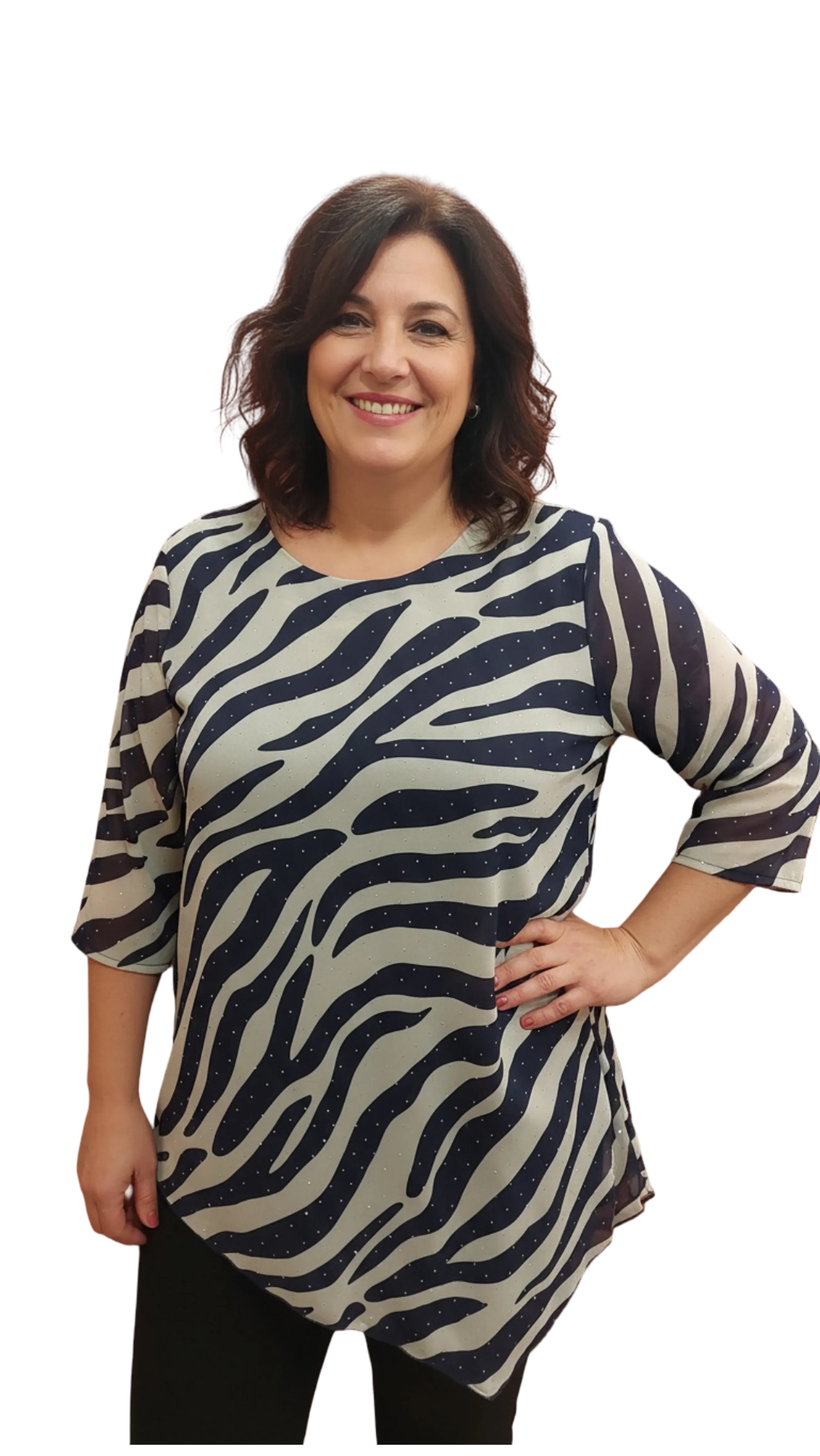 Elli muslin tunic with navy blue pattern blouse product image