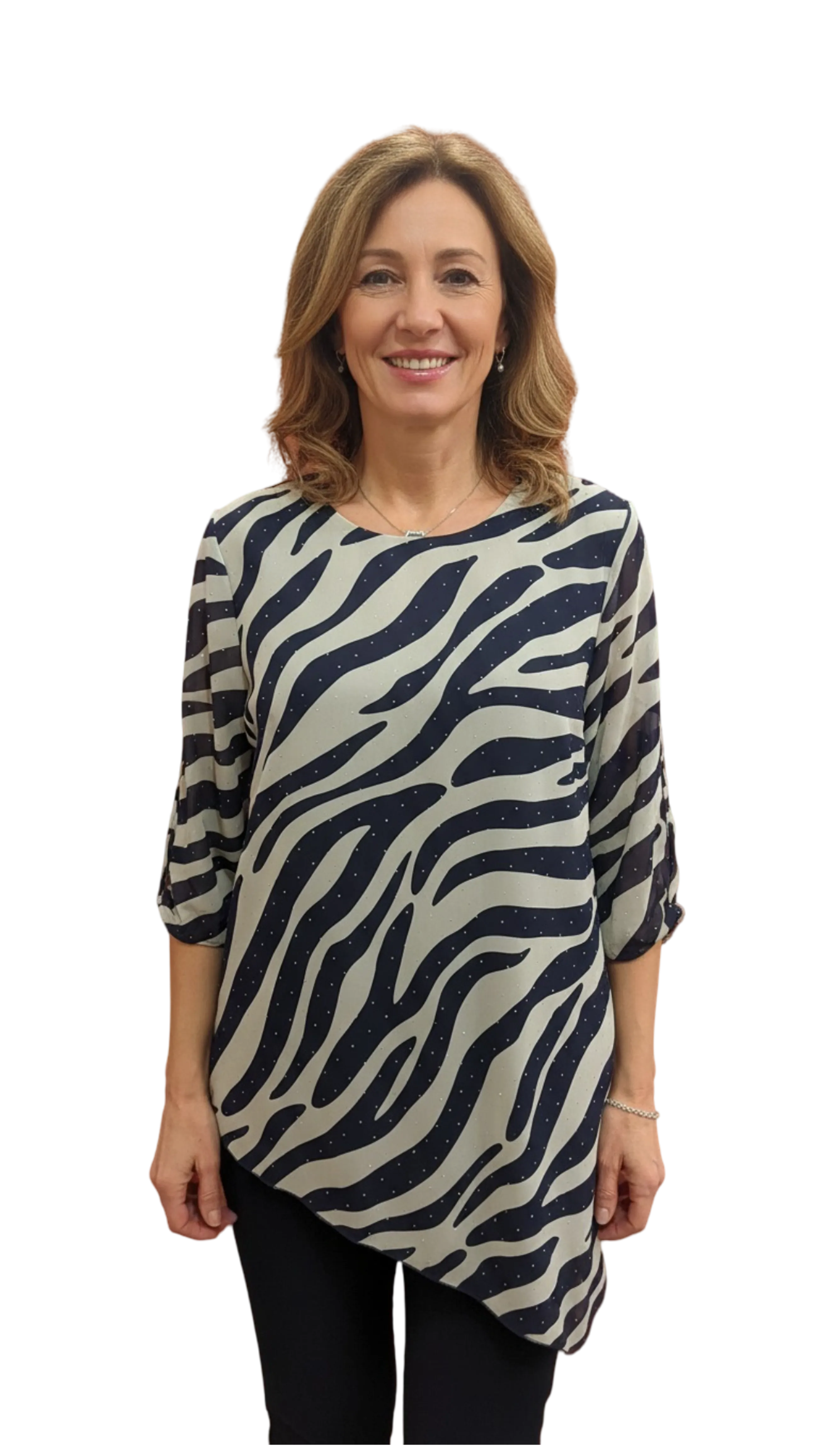 Elli muslin tunic with navy blue pattern blouse product image