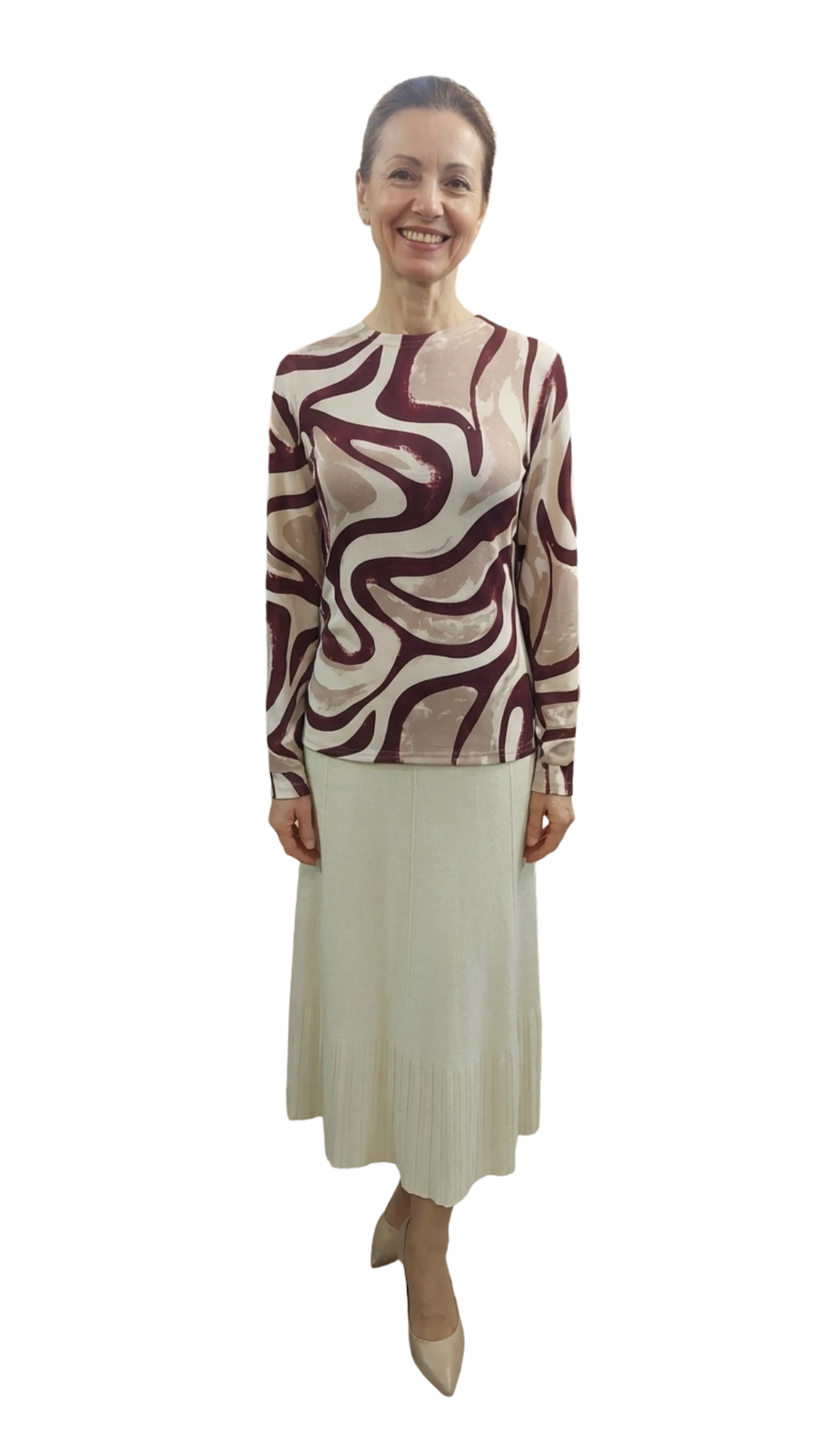 Anita burgundy-beige pattern polo product image