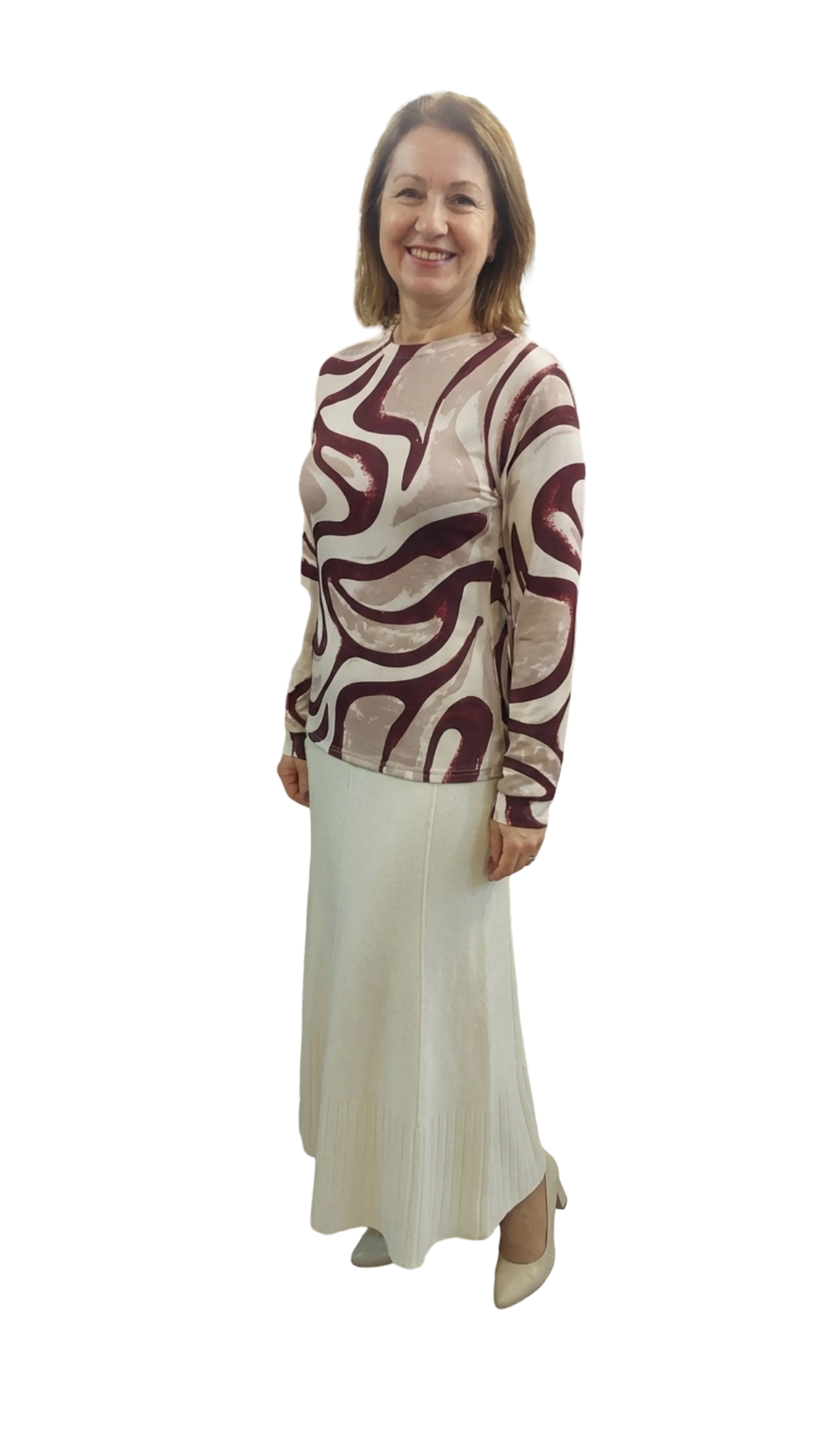 Anita burgundy-beige pattern polo product image