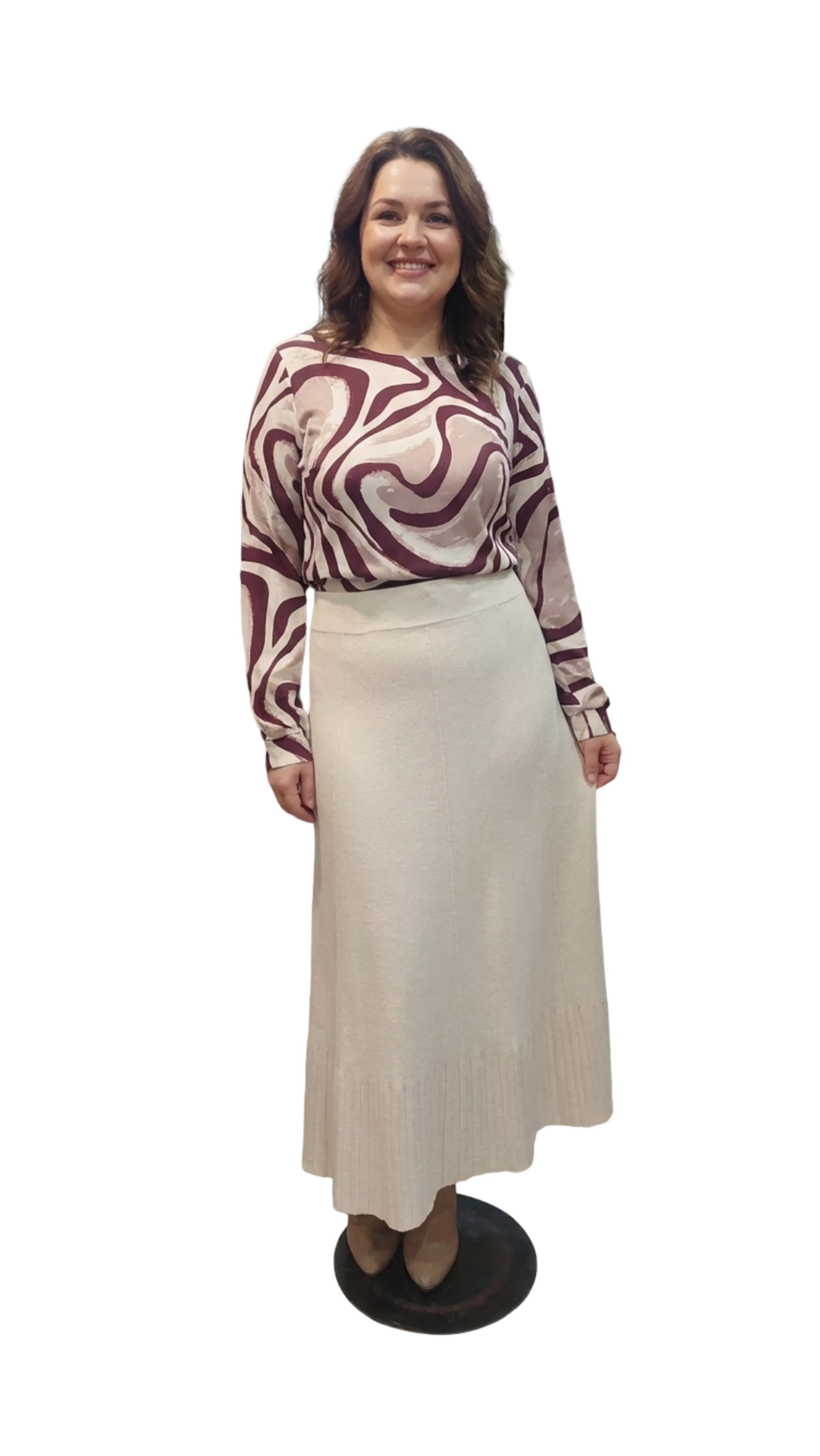 Anita burgundy-beige pattern polo product image