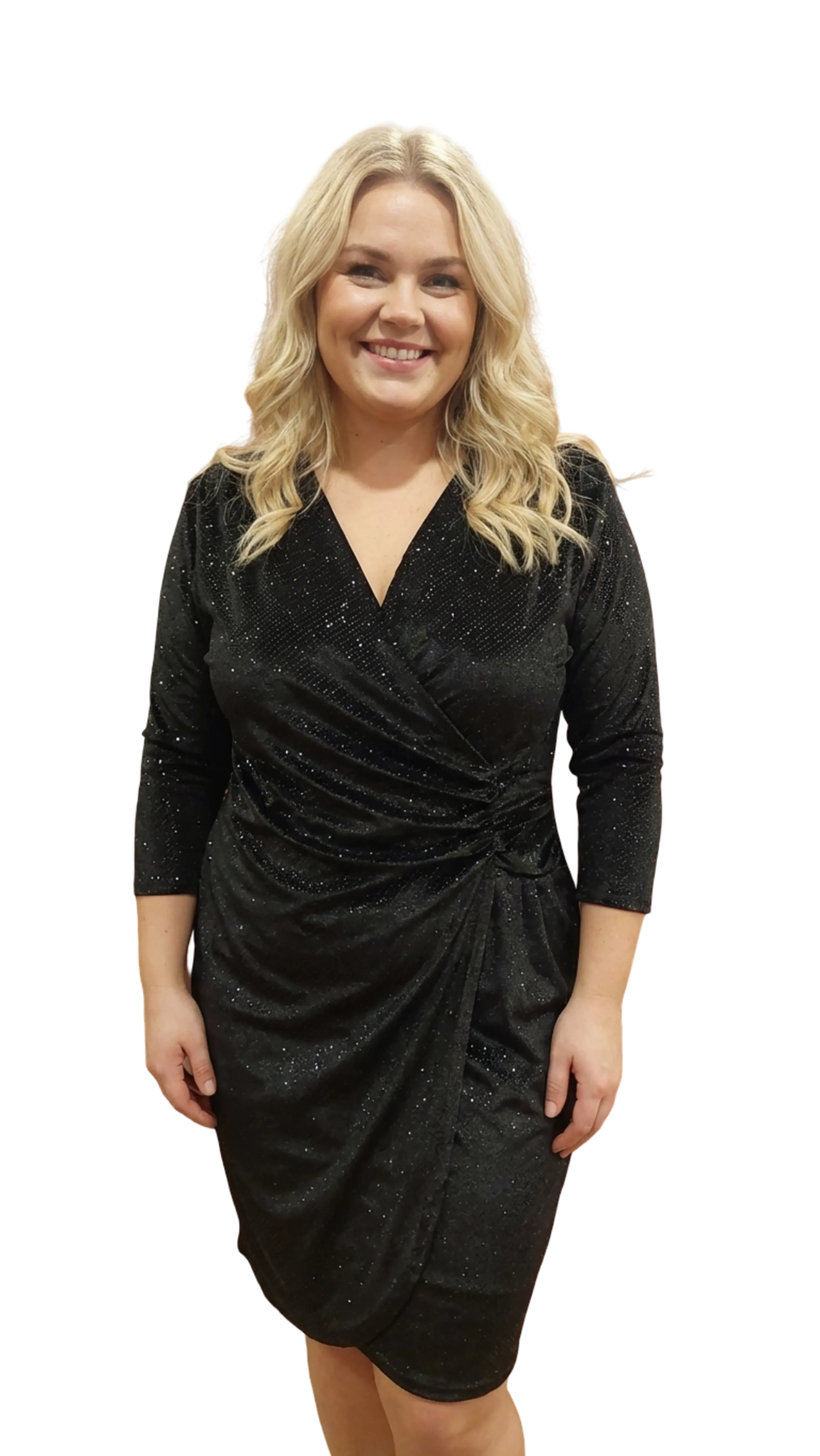 Réka black velvet casual dress product image