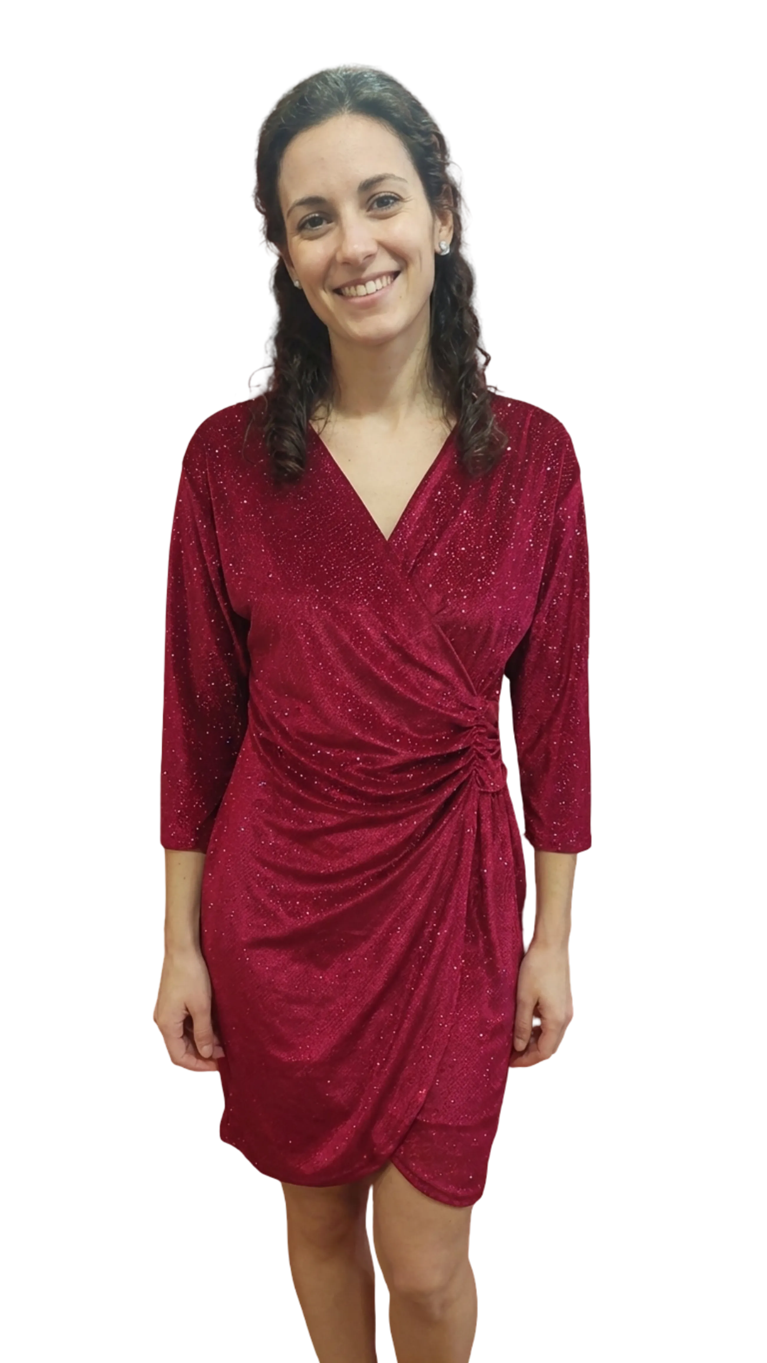Réka burgundy velvet casual dress product image