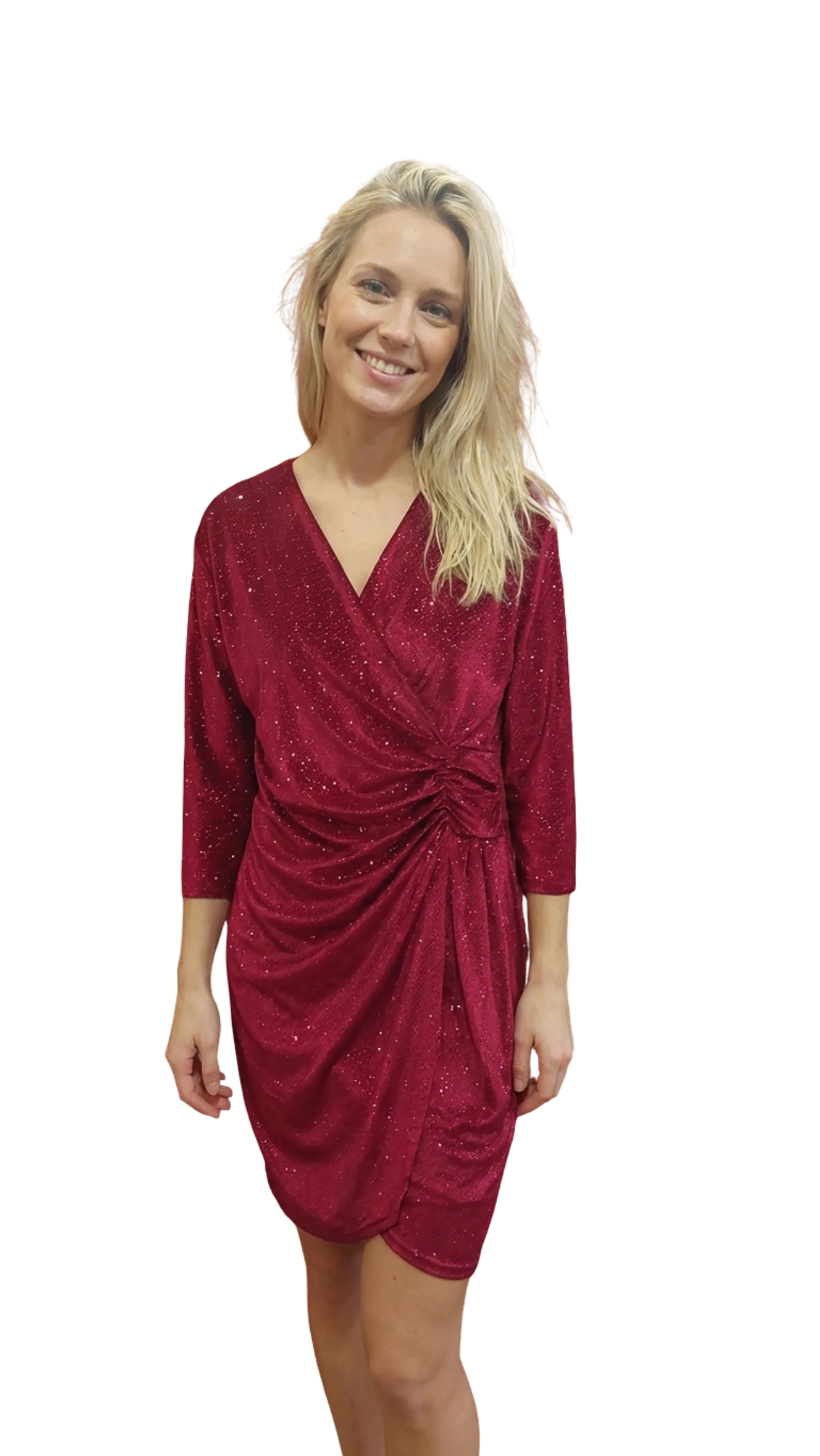 Réka burgundy velvet casual dress product image
