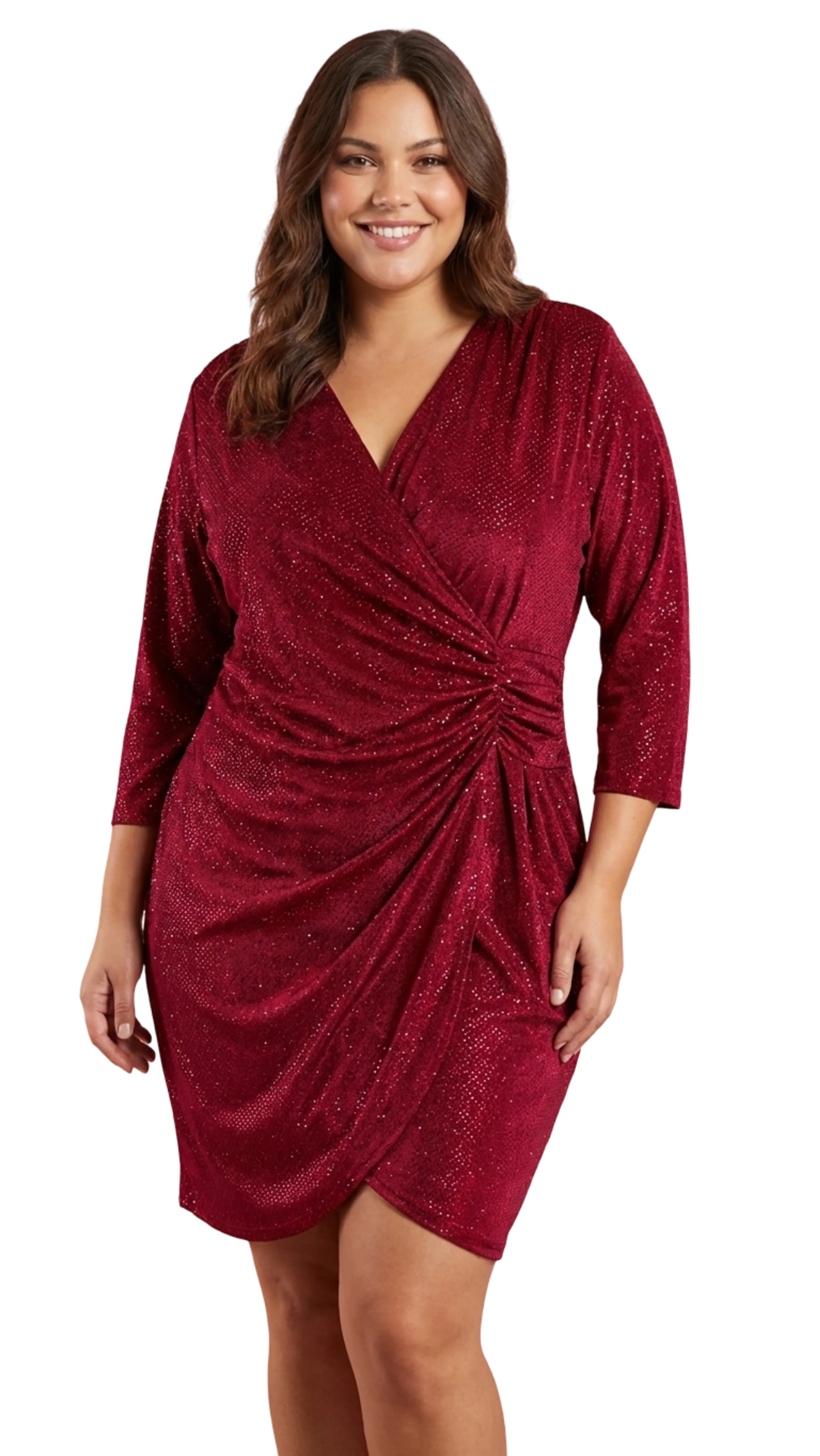 Réka burgundy velvet casual dress product image