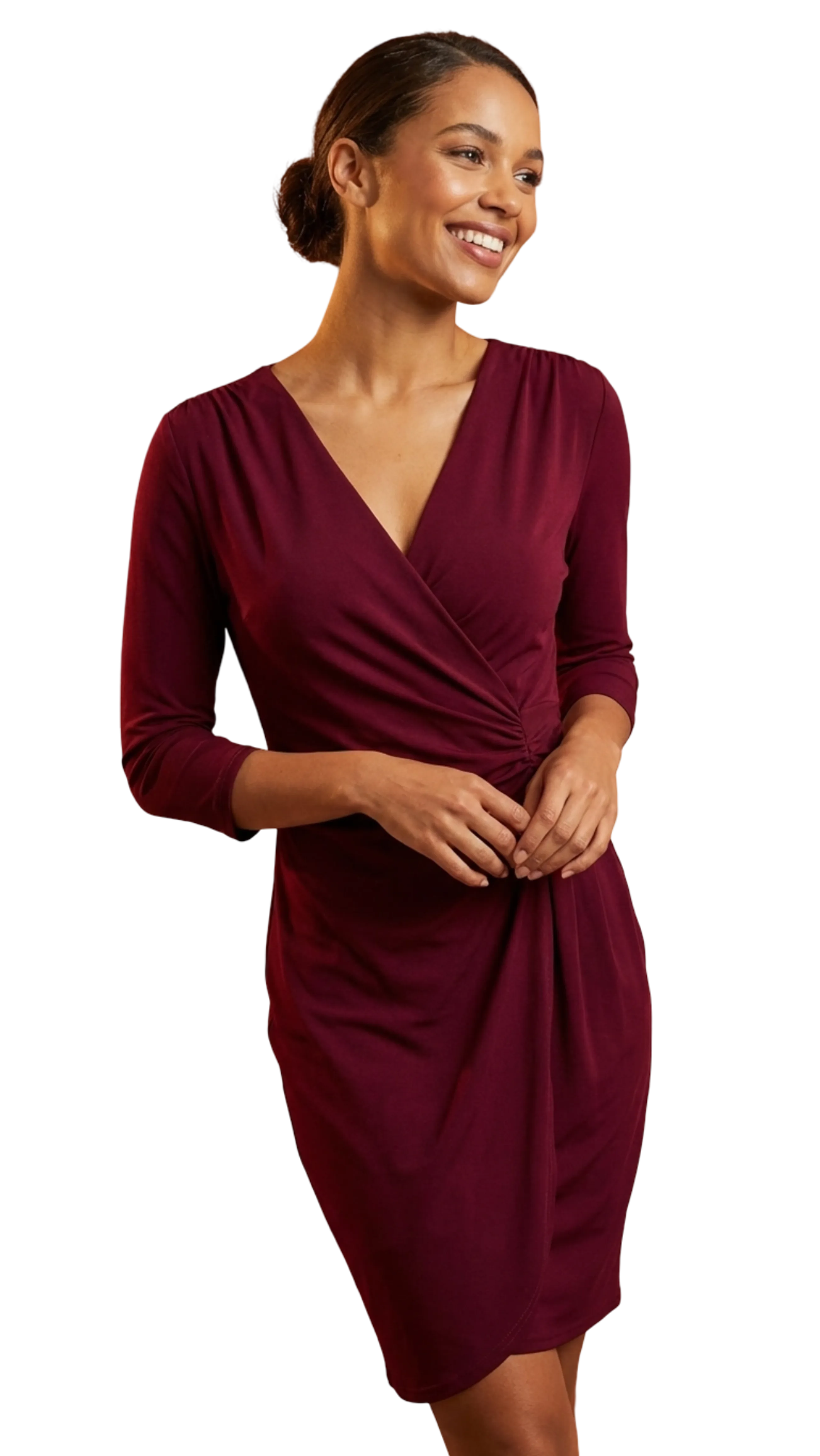 Réka pulled burgundy dress product image
