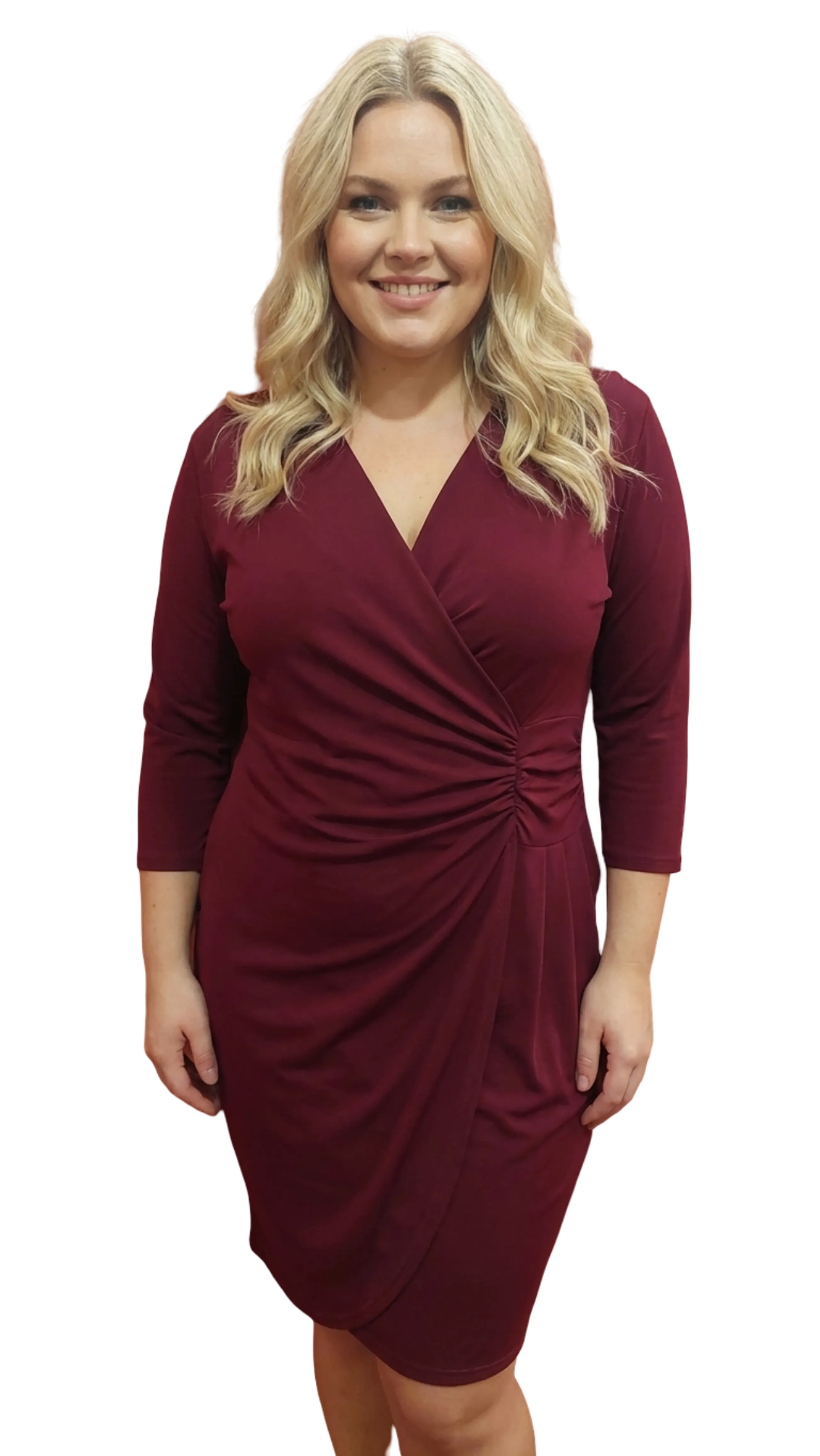 Réka pulled burgundy dress product image