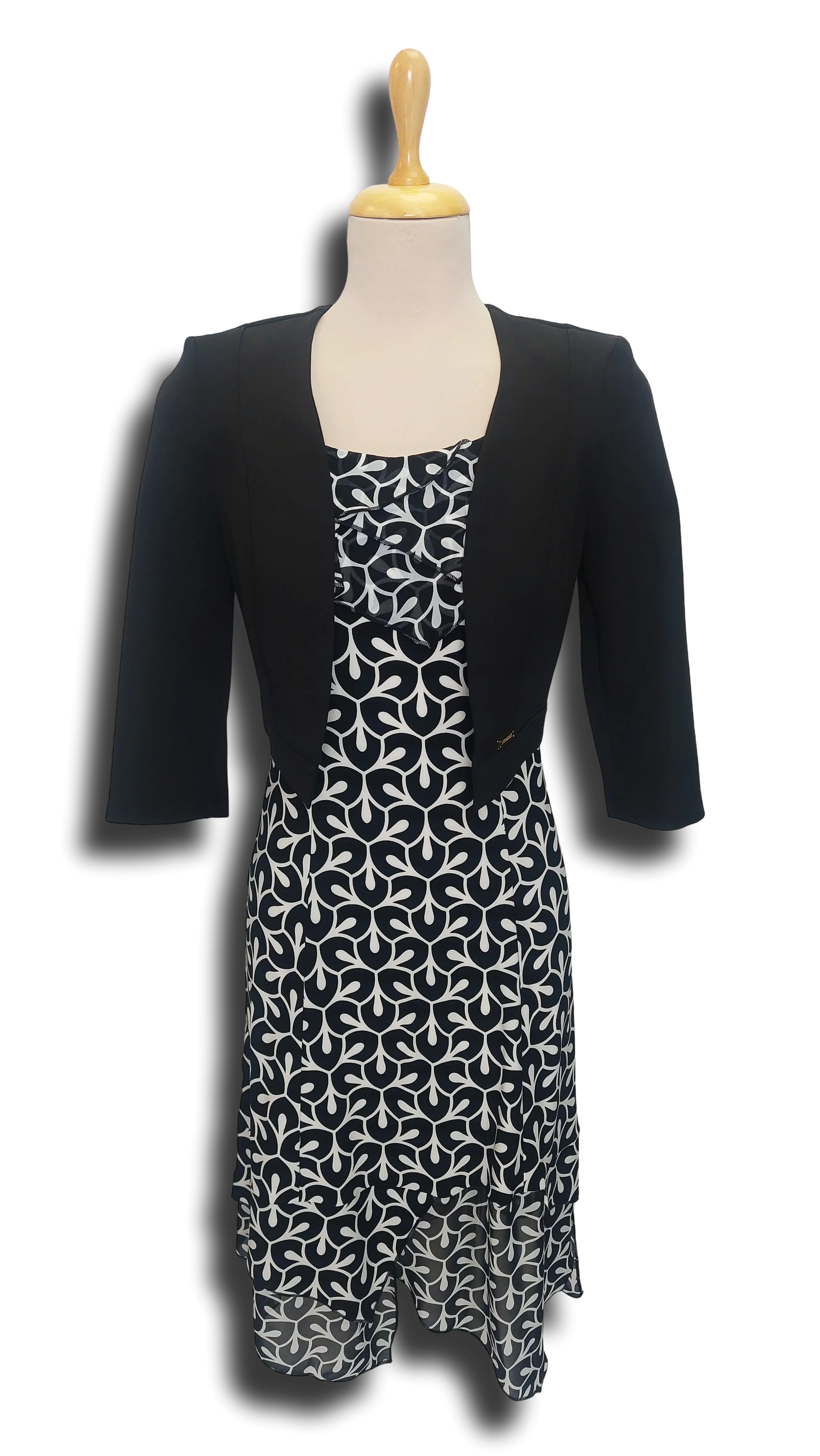 Anna sleeveless black and white floral dress product image