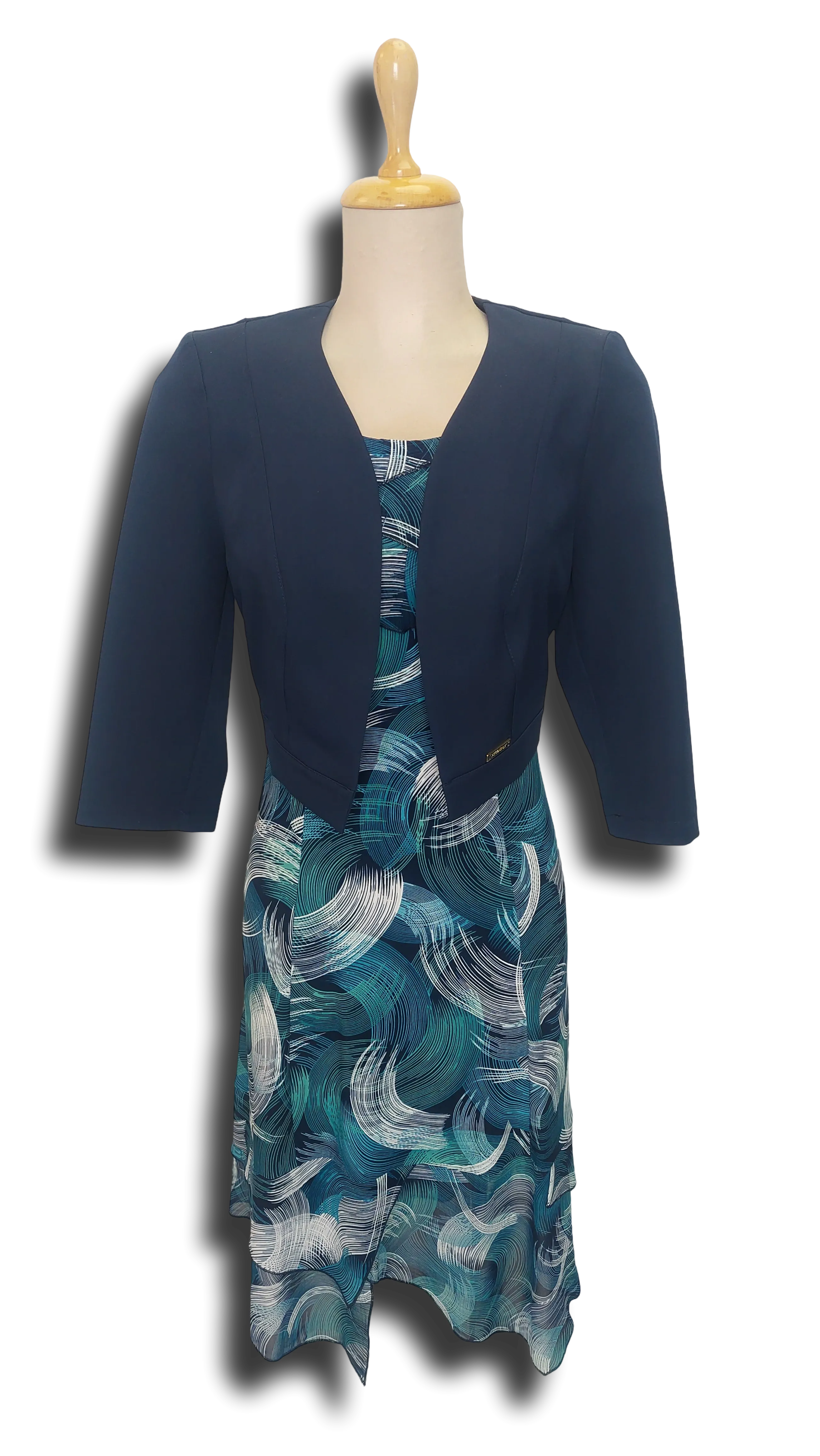 Anna with turquoise green hoop pattern dress product image