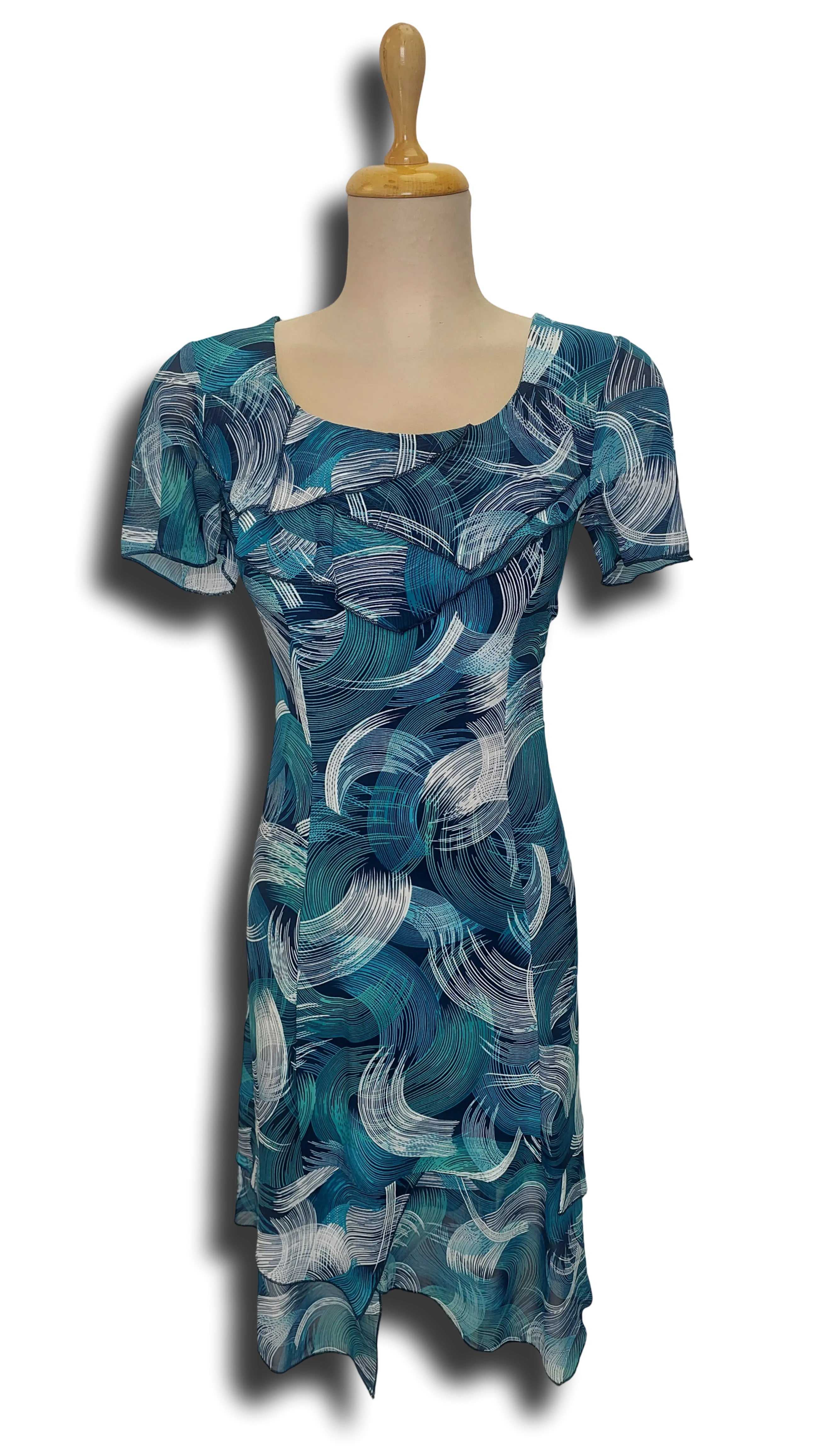 Anna with turquoise green hoop pattern dress product image