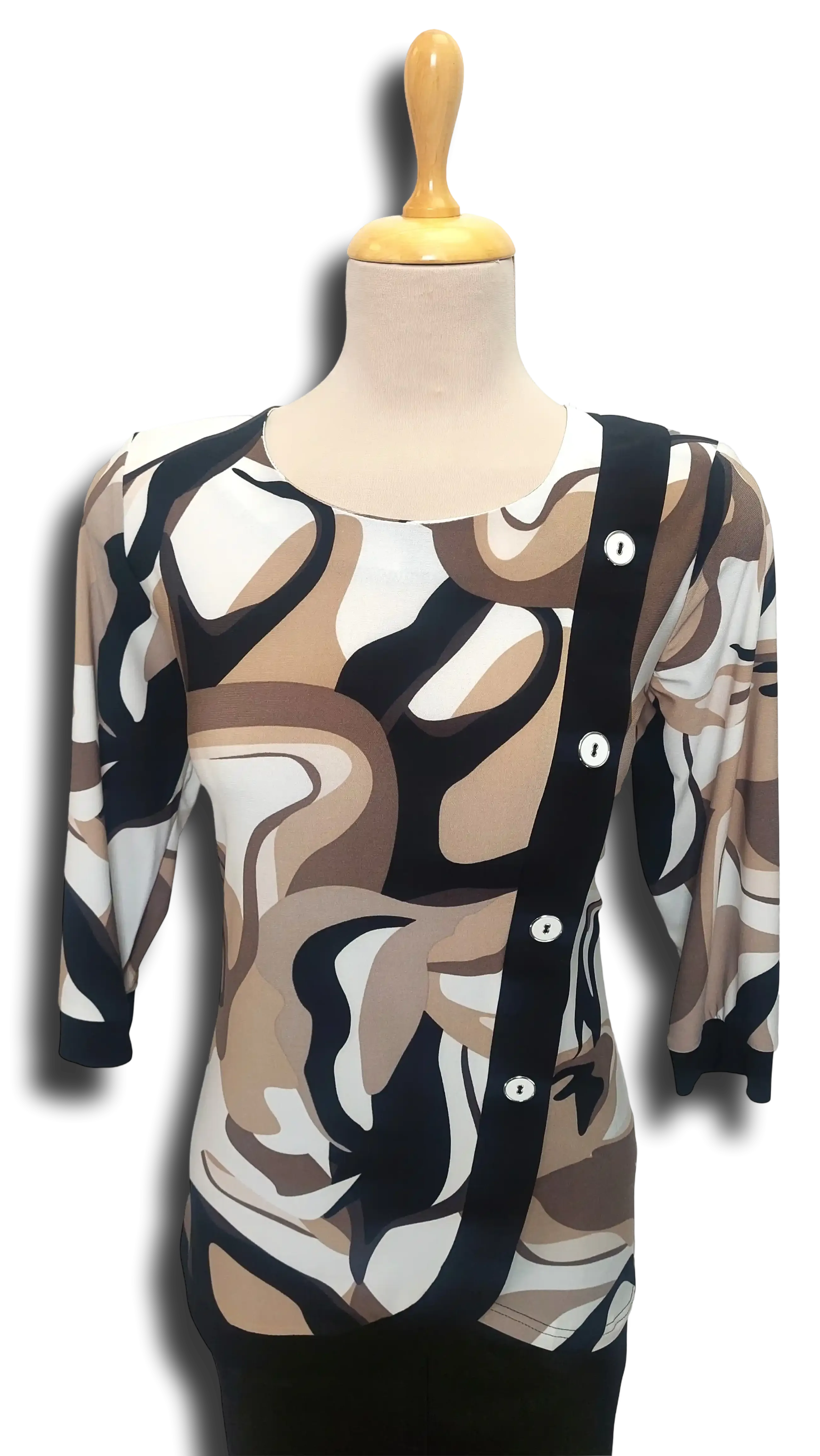 Magda slanted button brown polo product image