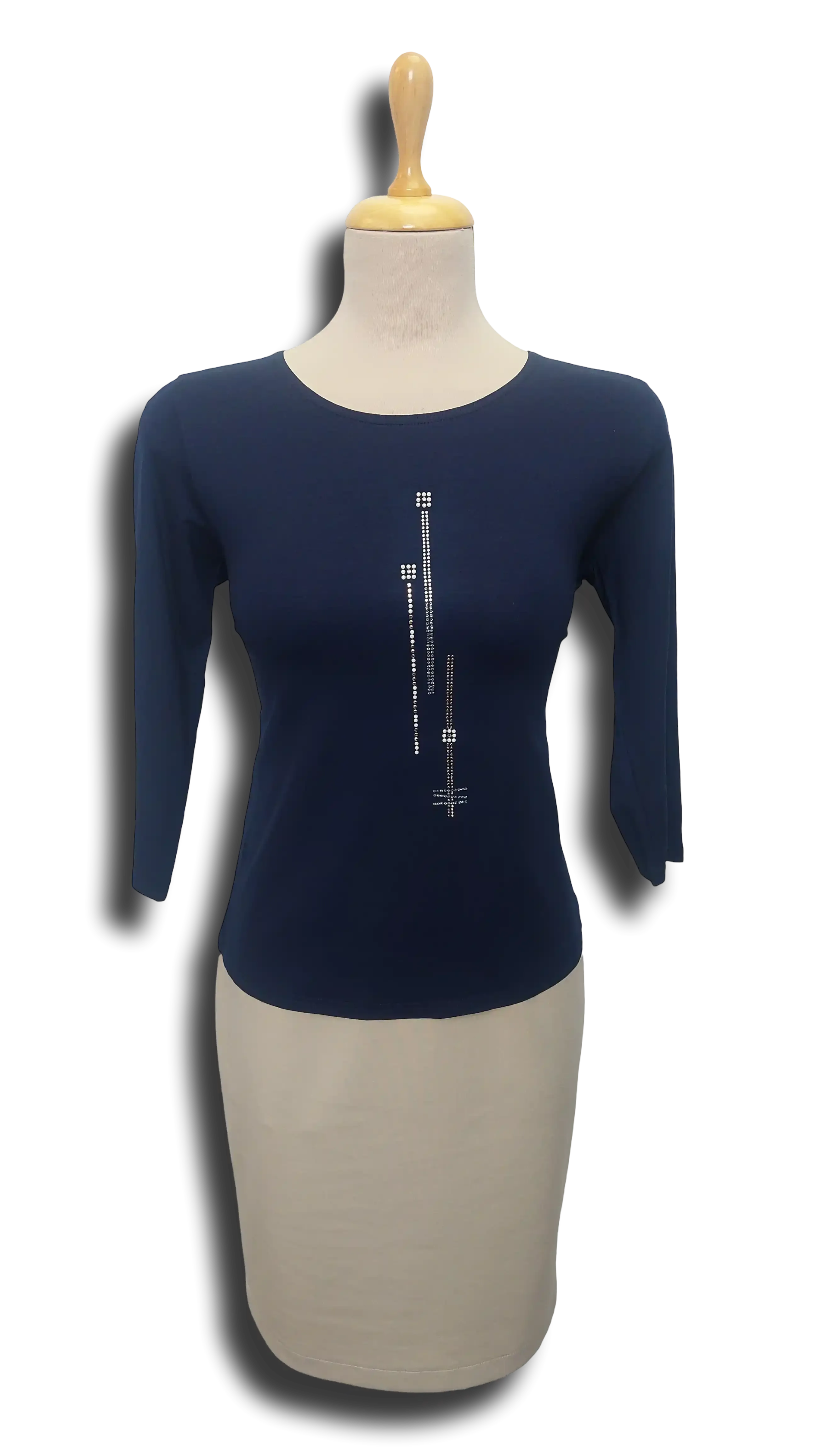 Alma navy blue glitter 3/4 sleeve polo product image