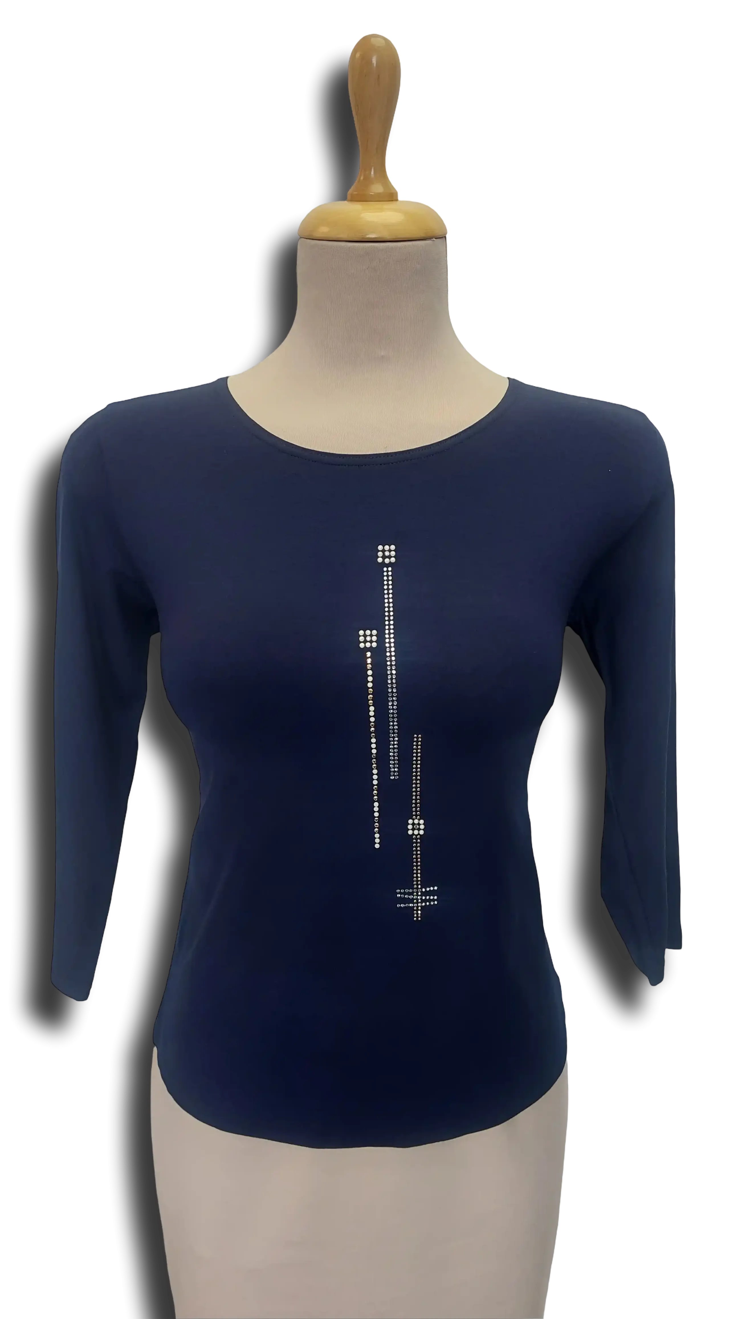 Alma navy blue glitter 3/4 sleeve polo product image