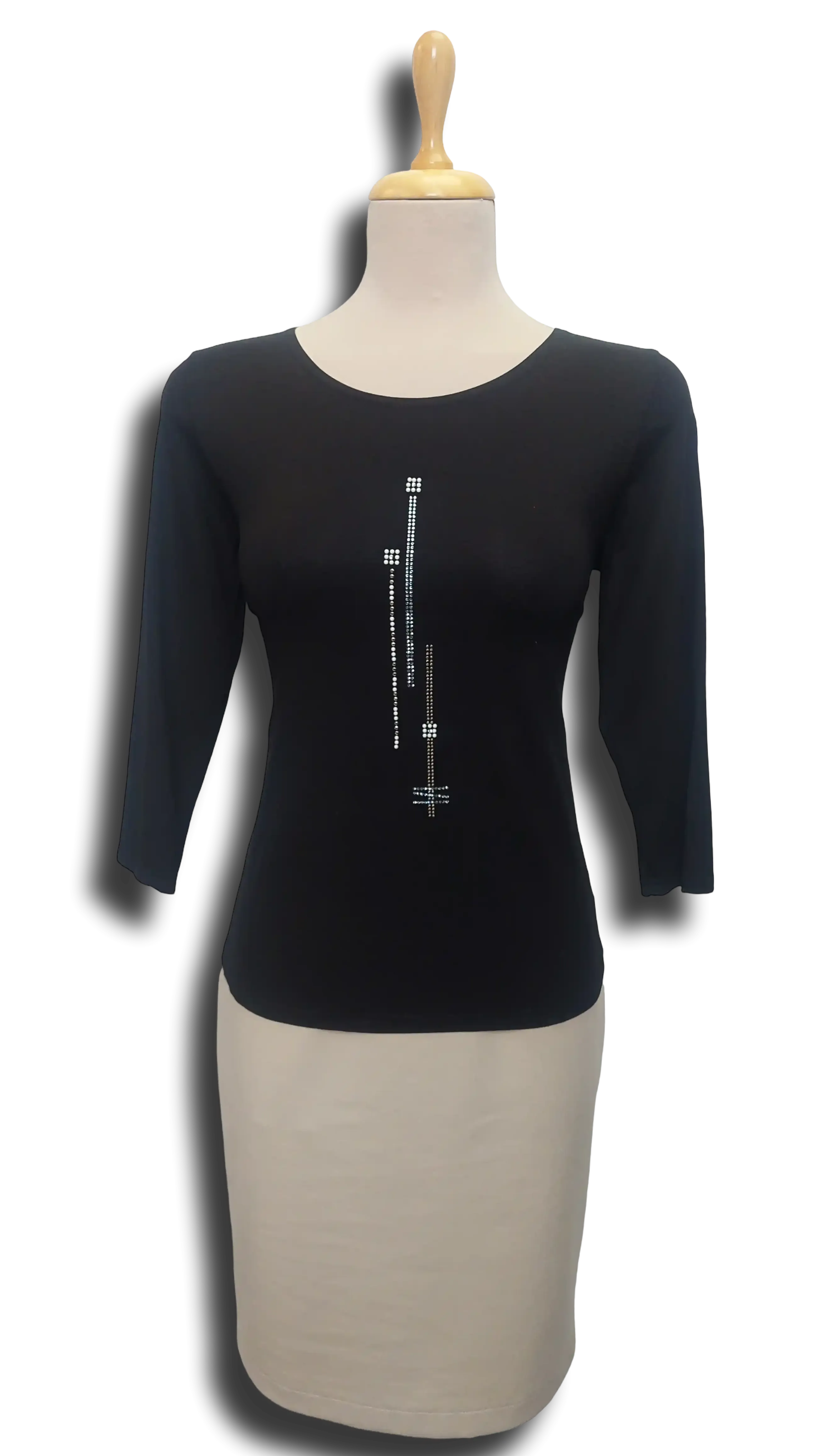 Alma black glitter 3/4 sleeve polo product image