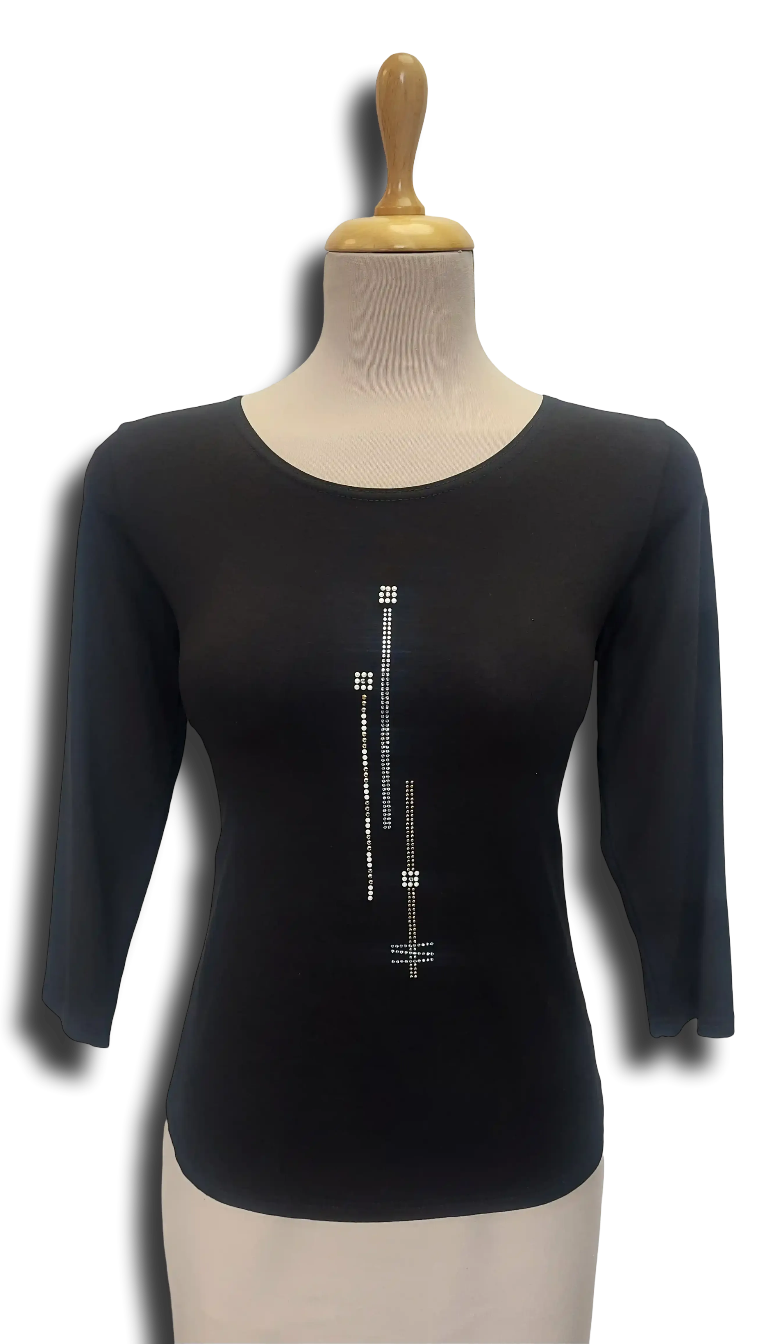 Alma black glitter 3/4 sleeve polo product image
