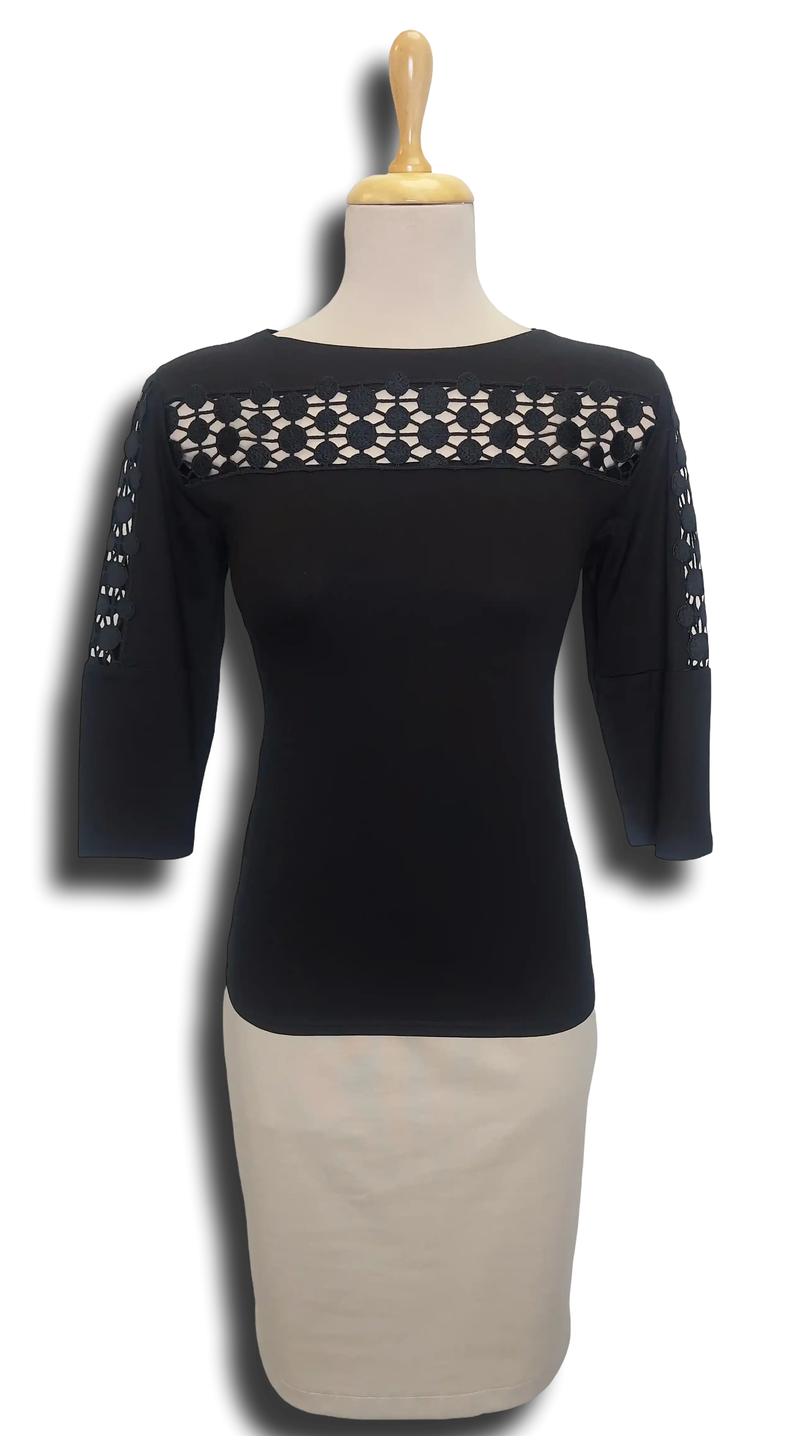 Carla has black lace sleeves polo product image