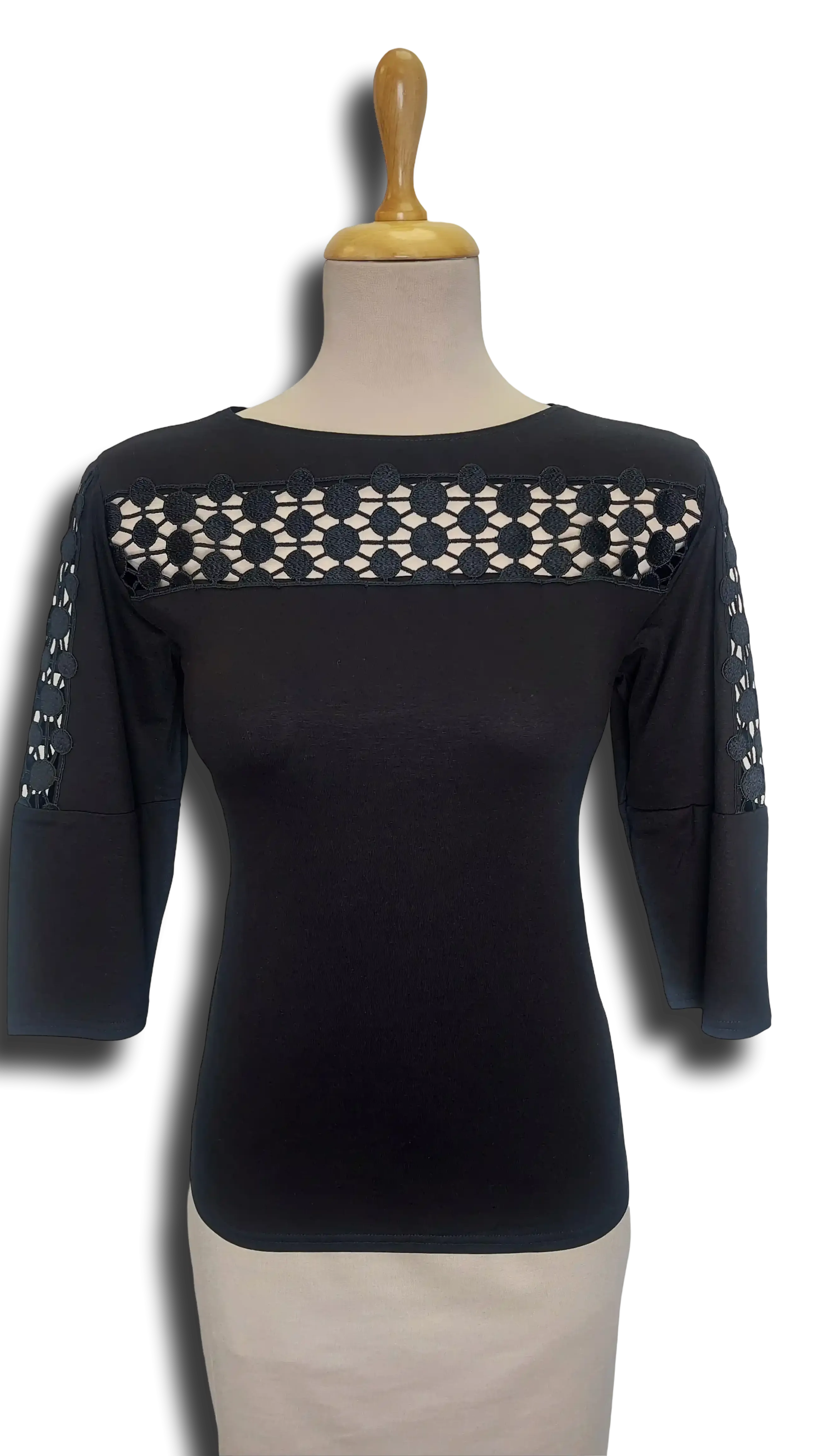 Carla has black lace sleeves polo product image