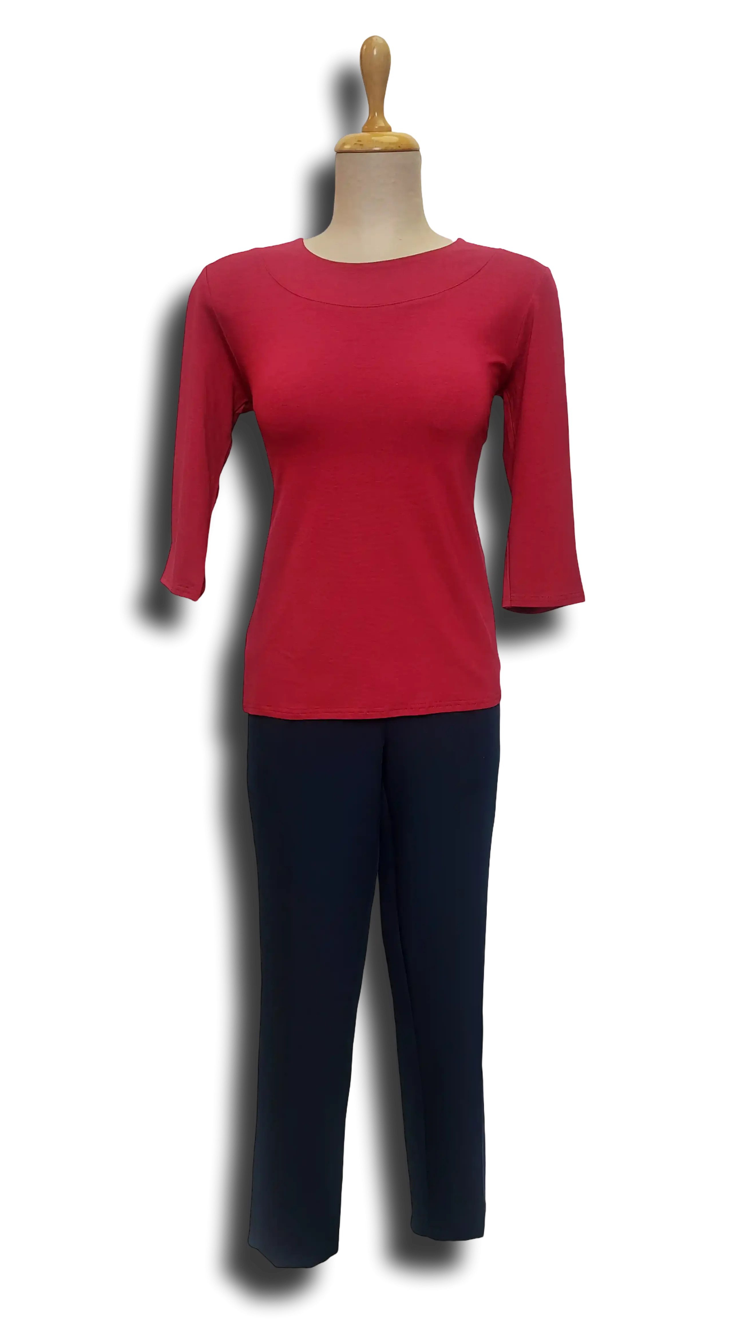 Carla burgundy three-quarter sleeve polo product image
