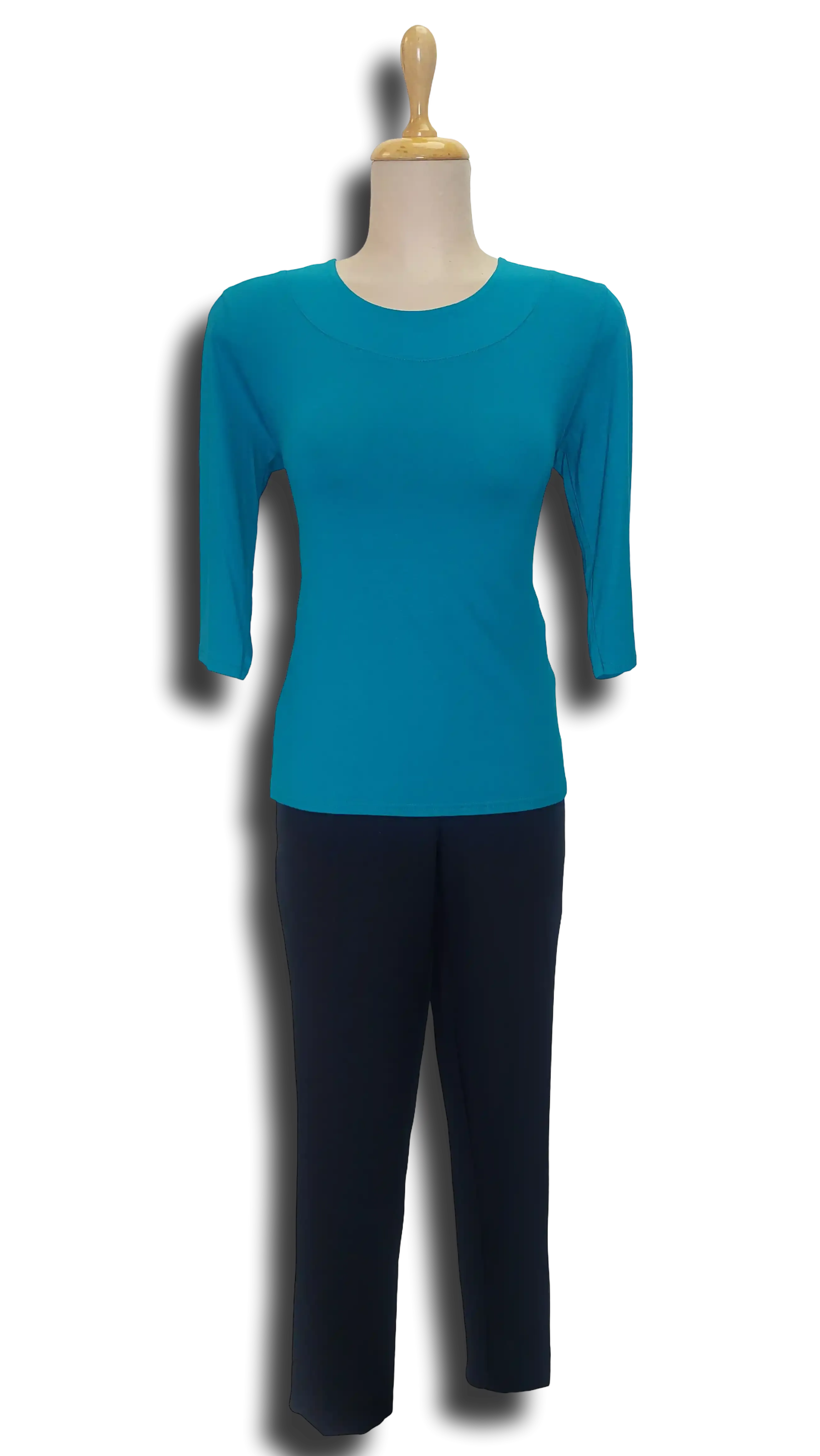 Carla has turquoise three-quarter sleeves polo product image