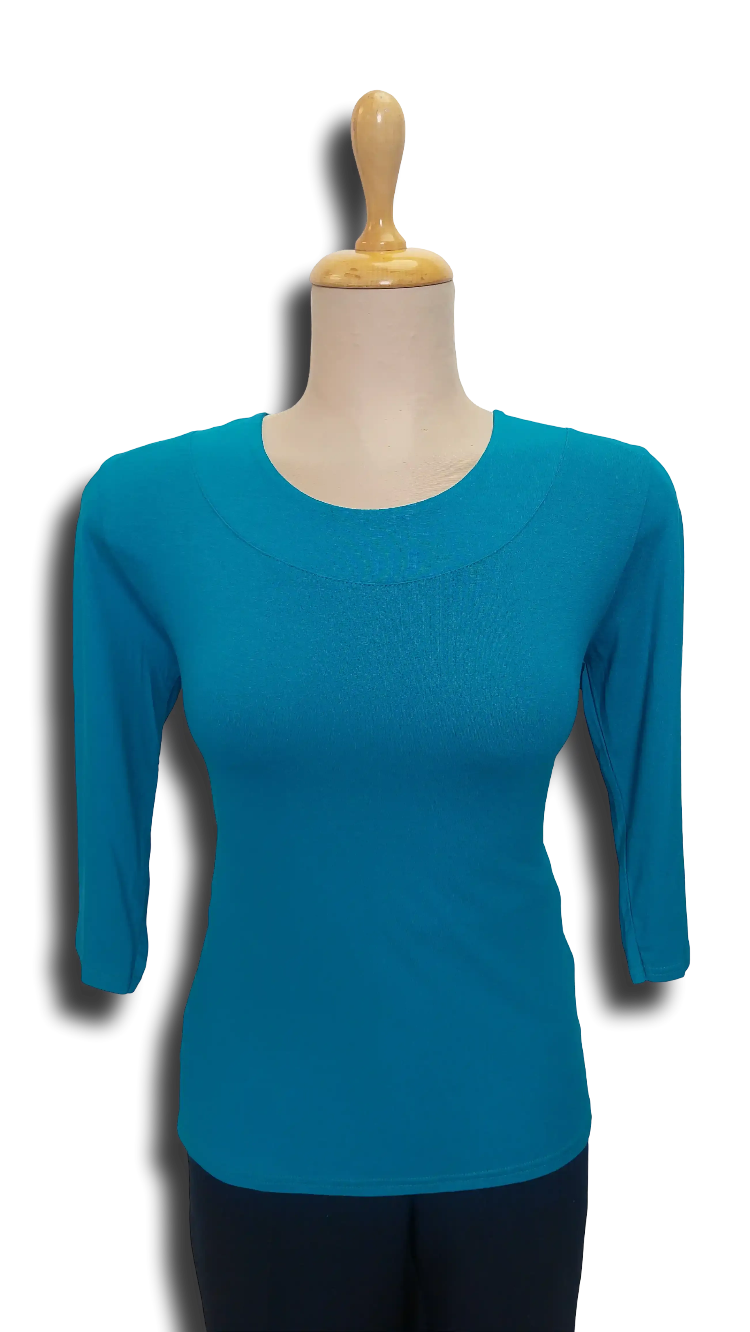 Carla has turquoise three-quarter sleeves polo product image