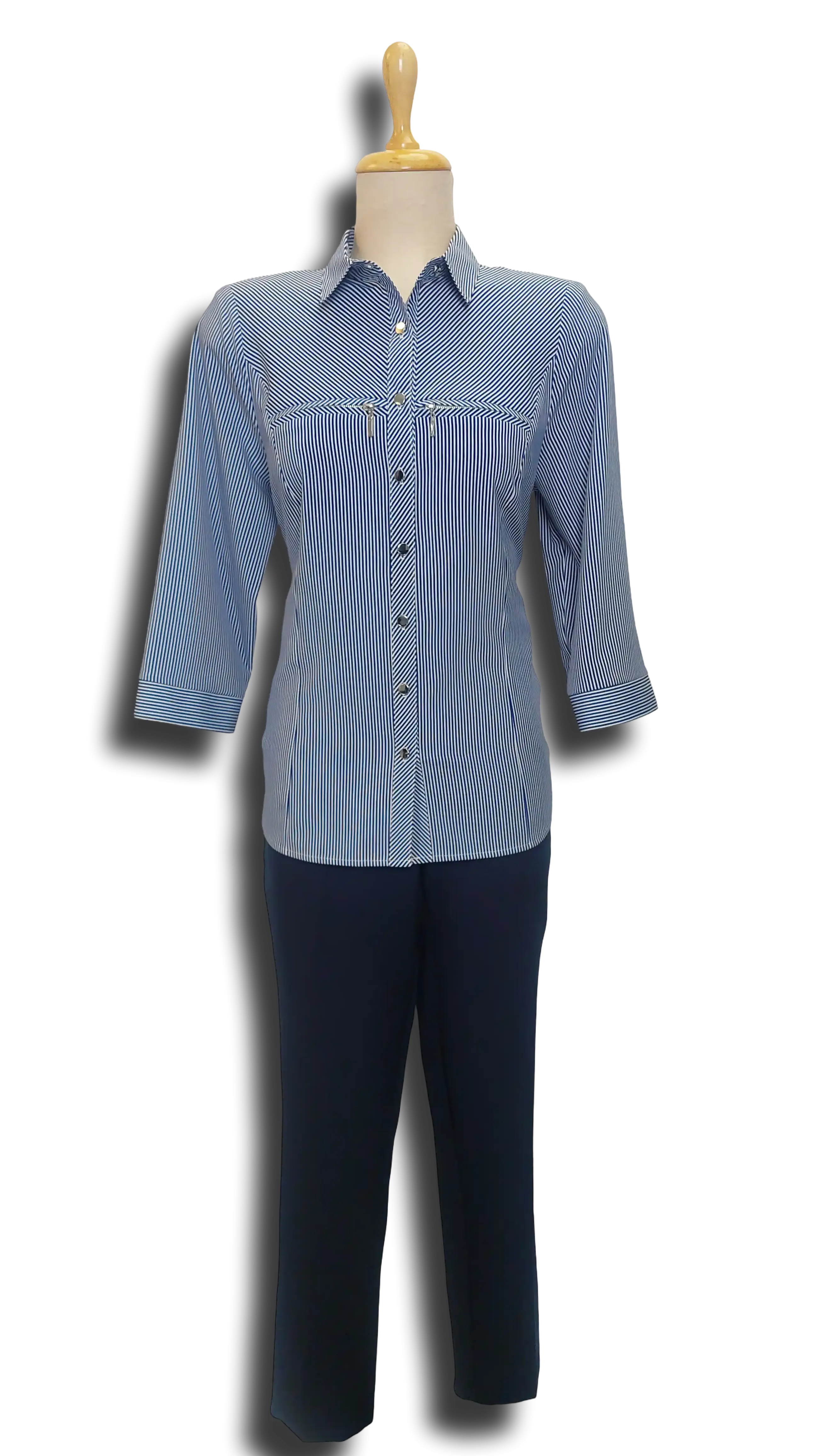 Early striped zip-up shirt blouse product image