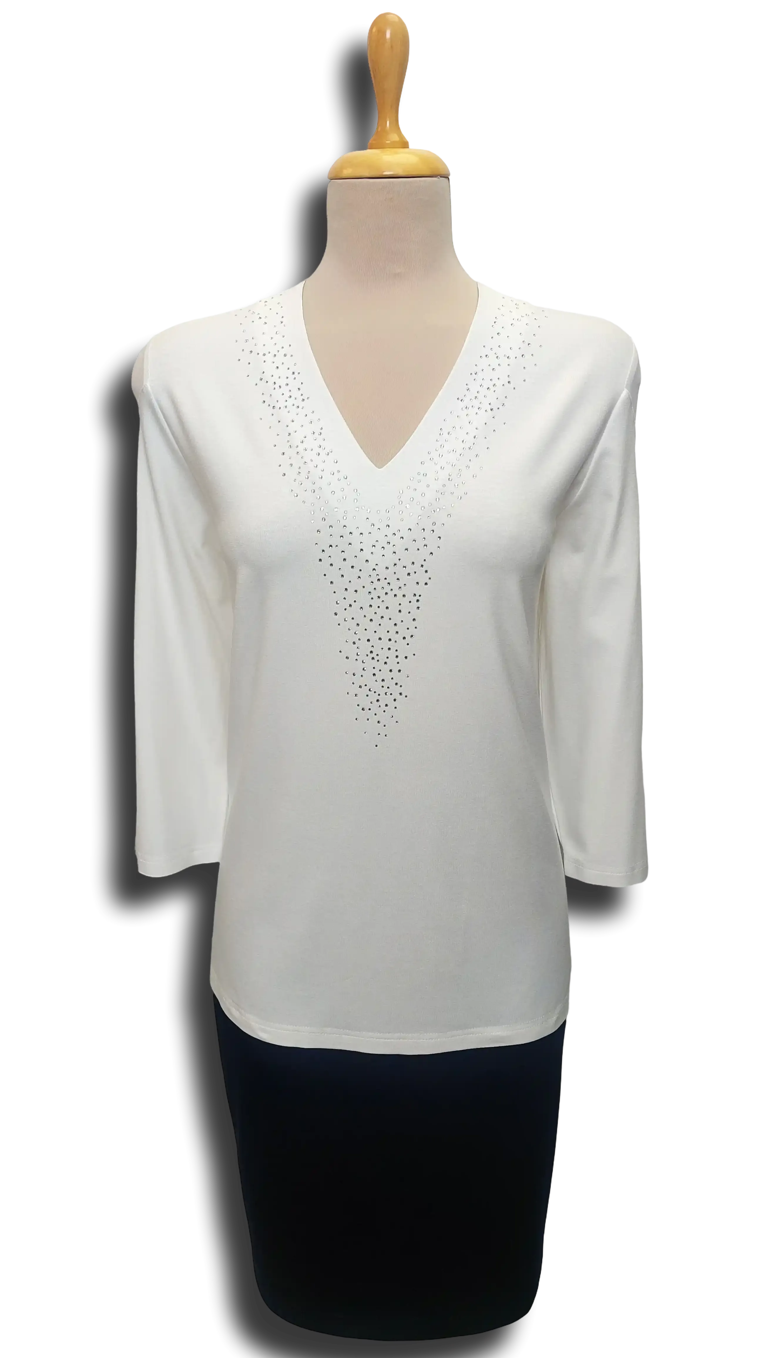 Mara cream colored V-neck polo product image