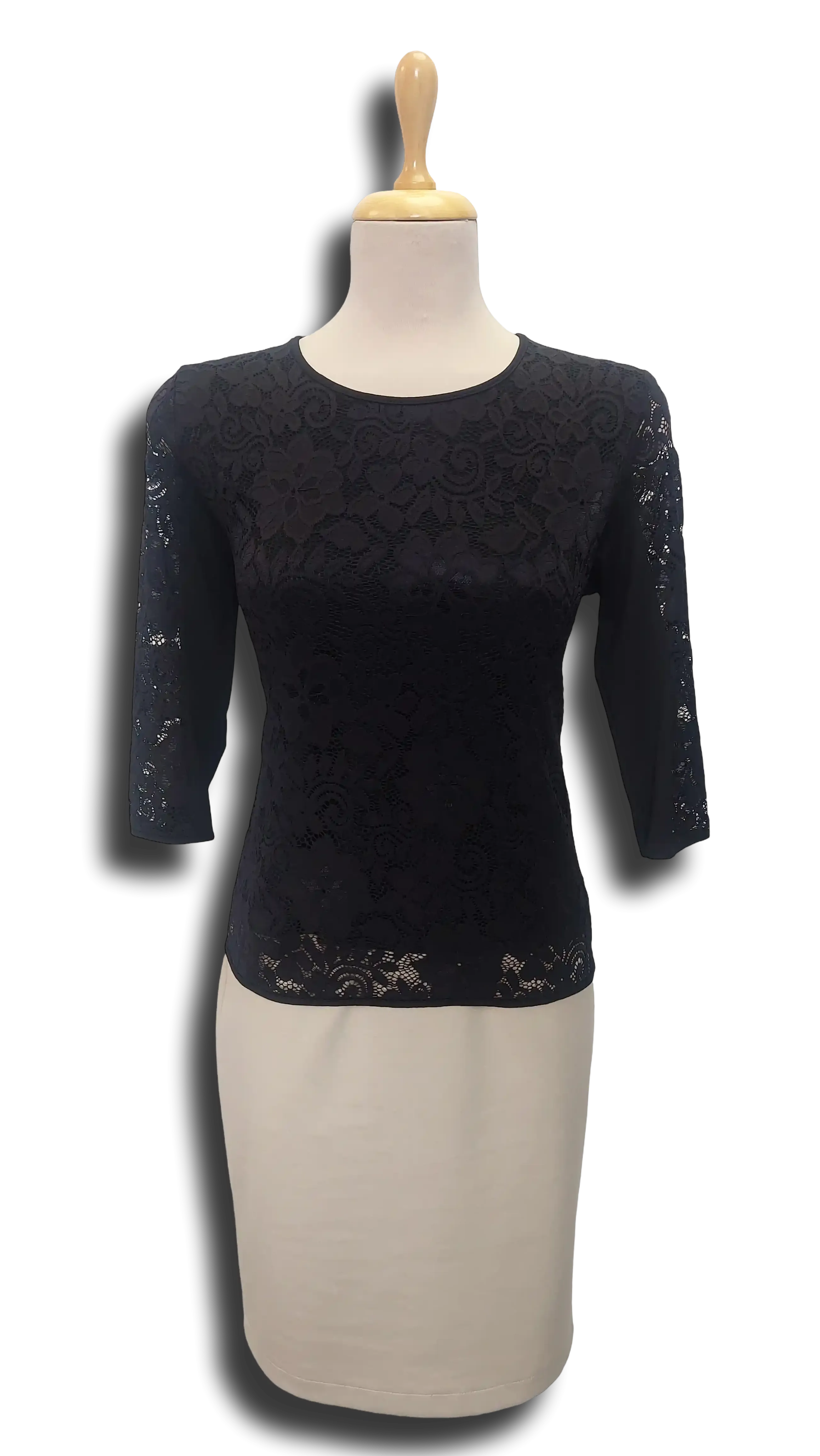 Apple lace black 3/4 sleeve polo product image
